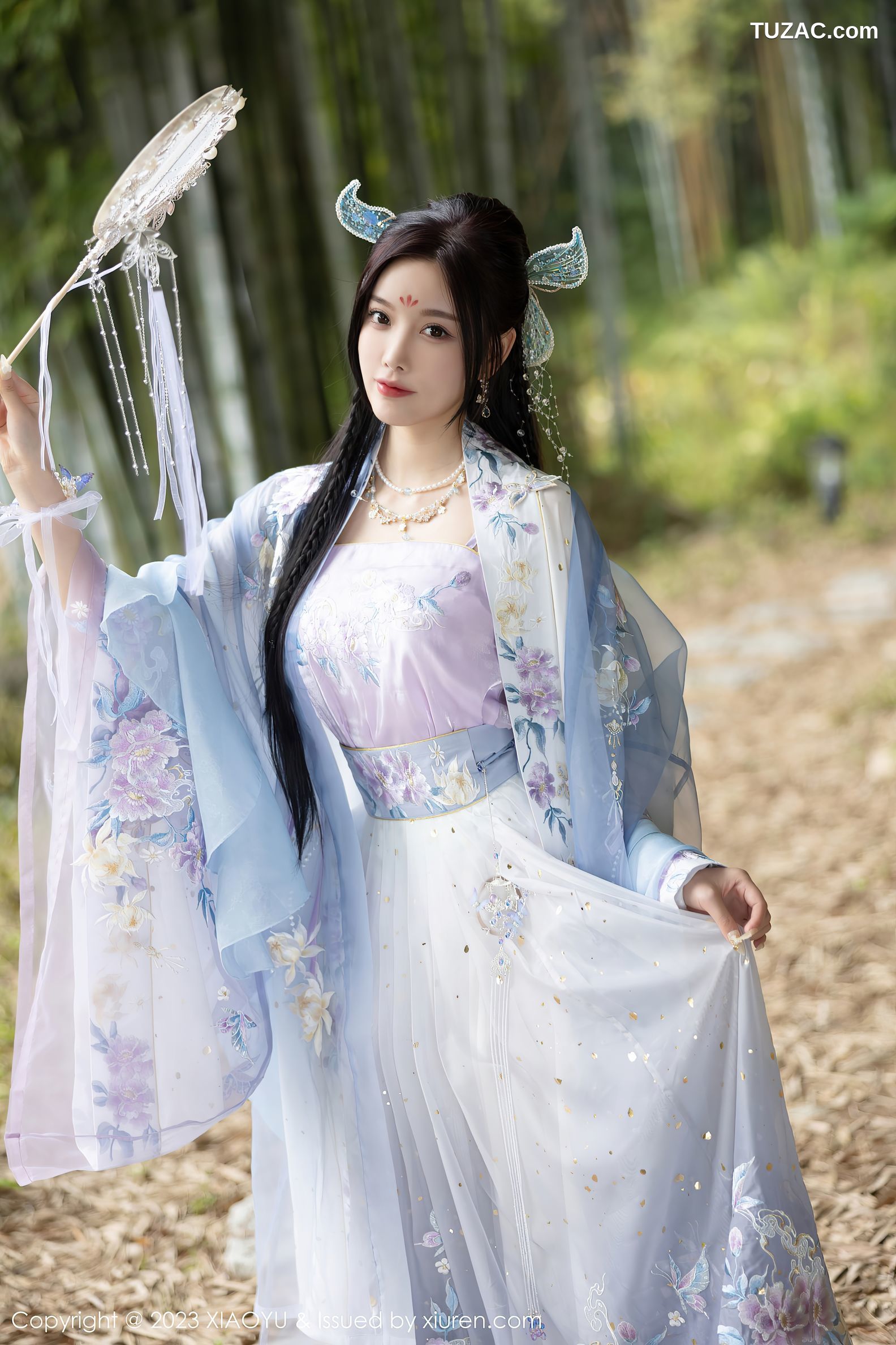 XiaoYu语画界-970-杨晨晨Yome-淡蓝紫色古装服白色蕾丝内衣-2023.02.21