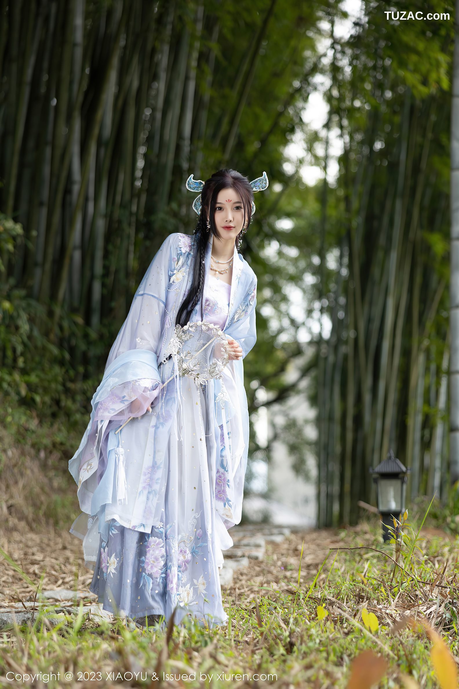 XiaoYu语画界-970-杨晨晨Yome-淡蓝紫色古装服白色蕾丝内衣-2023.02.21