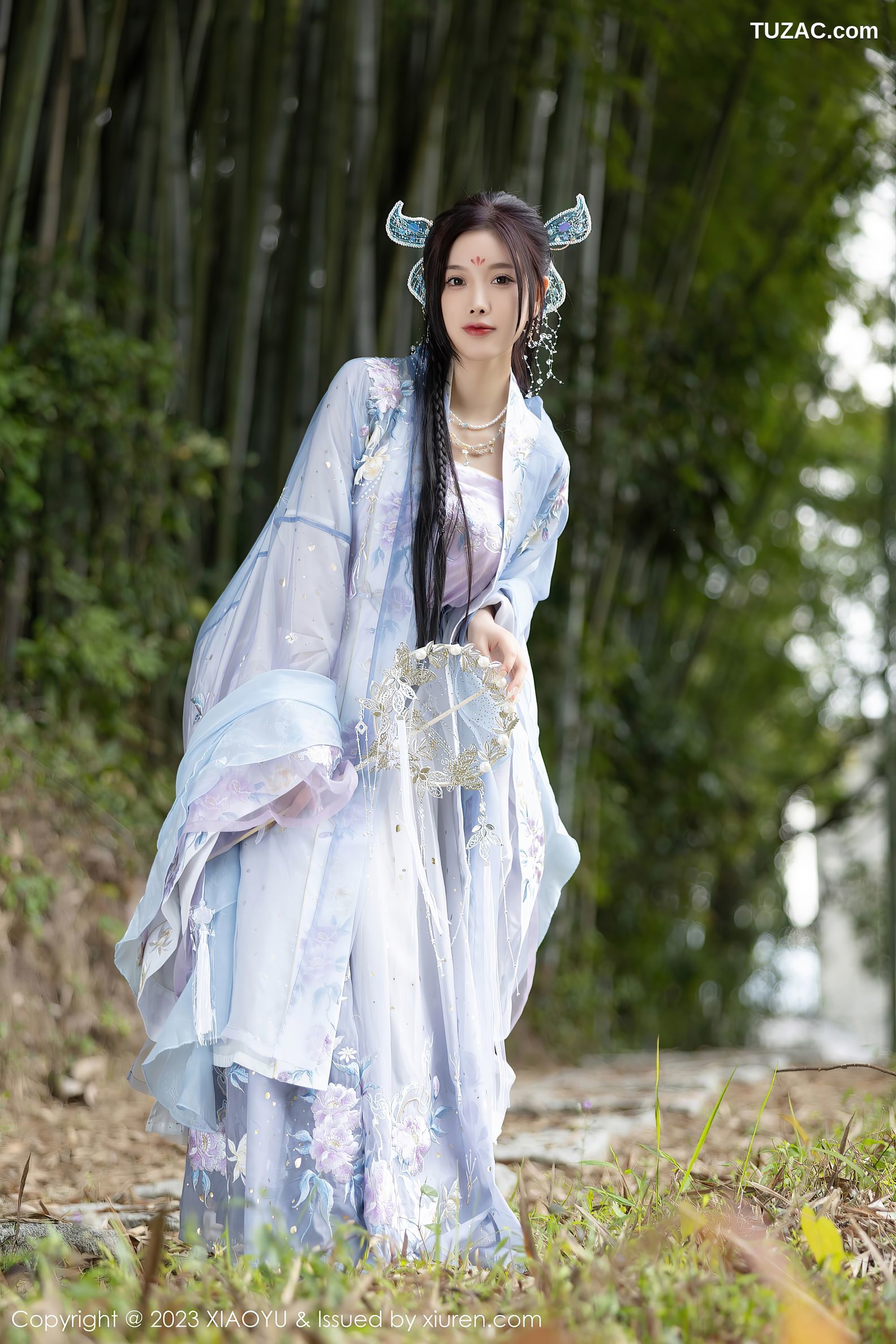 XiaoYu语画界-970-杨晨晨Yome-淡蓝紫色古装服白色蕾丝内衣-2023.02.21