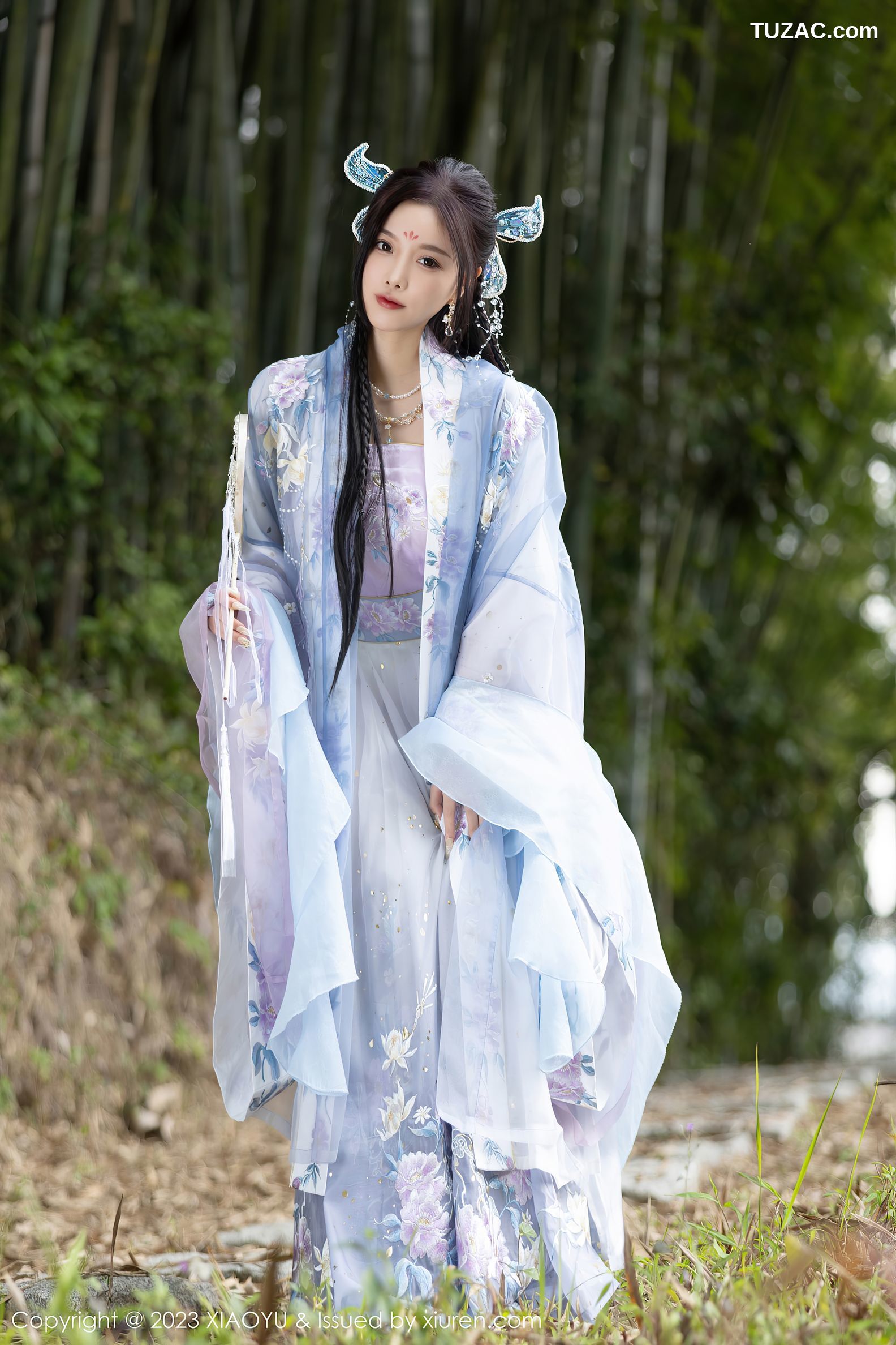 XiaoYu语画界-970-杨晨晨Yome-淡蓝紫色古装服白色蕾丝内衣-2023.02.21