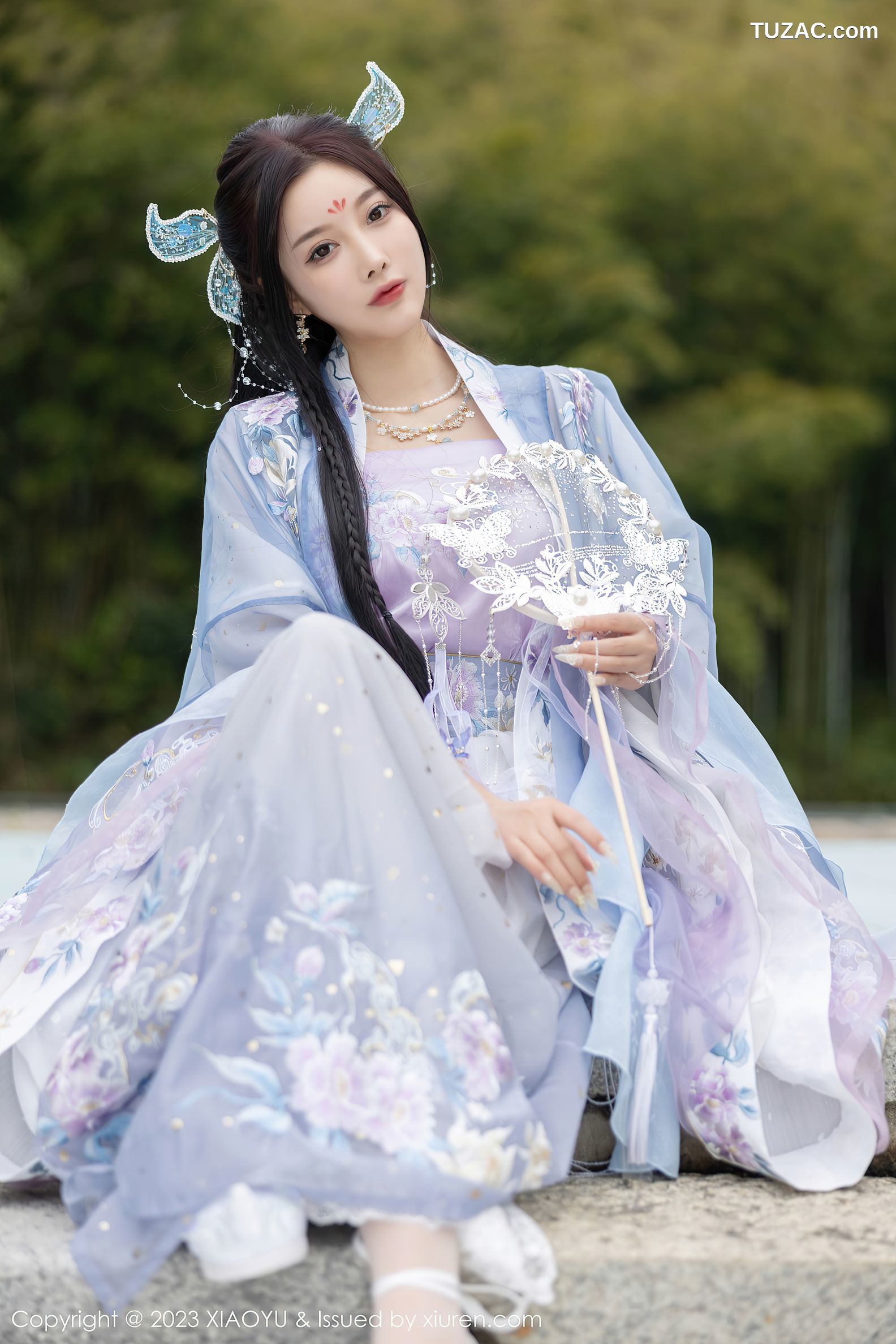 XiaoYu语画界-970-杨晨晨Yome-淡蓝紫色古装服白色蕾丝内衣-2023.02.21