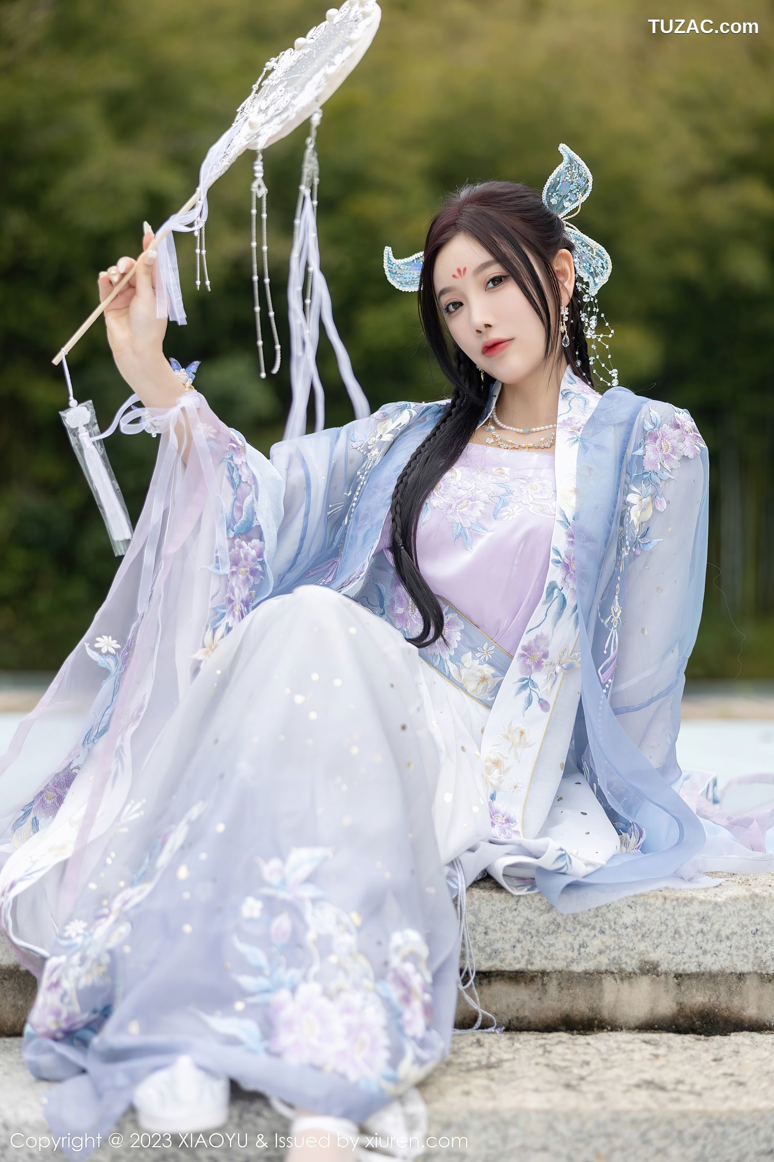 XiaoYu语画界-970-杨晨晨Yome-淡蓝紫色古装服白色蕾丝内衣-2023.02.21