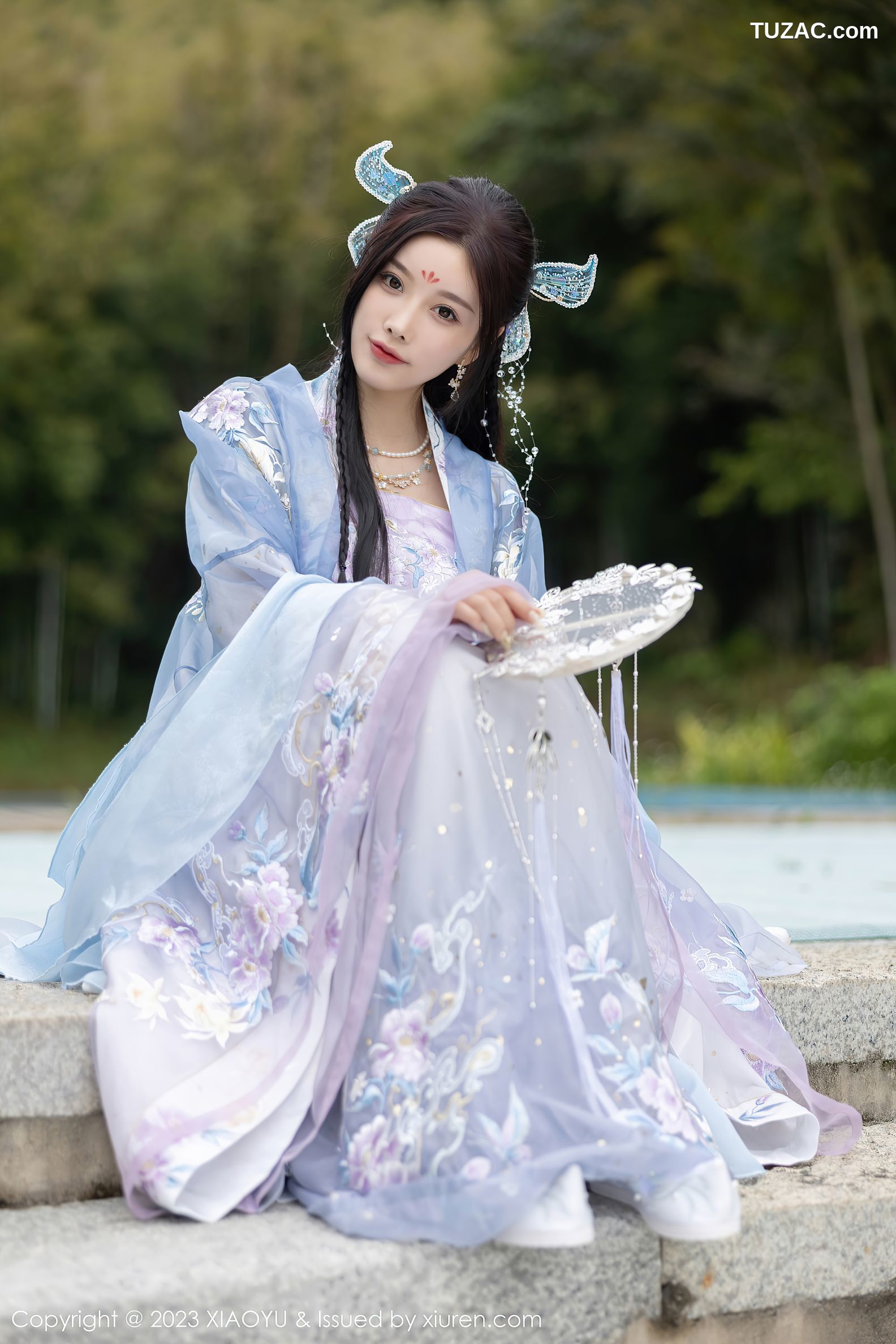 XiaoYu语画界-970-杨晨晨Yome-淡蓝紫色古装服白色蕾丝内衣-2023.02.21