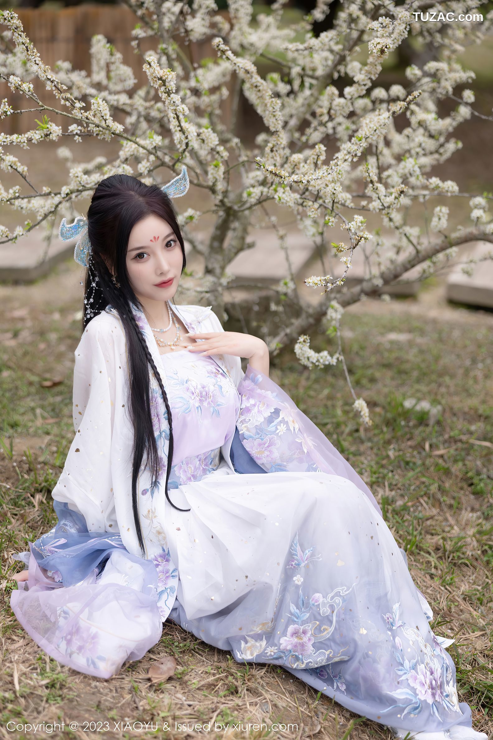 XiaoYu语画界-970-杨晨晨Yome-淡蓝紫色古装服白色蕾丝内衣-2023.02.21