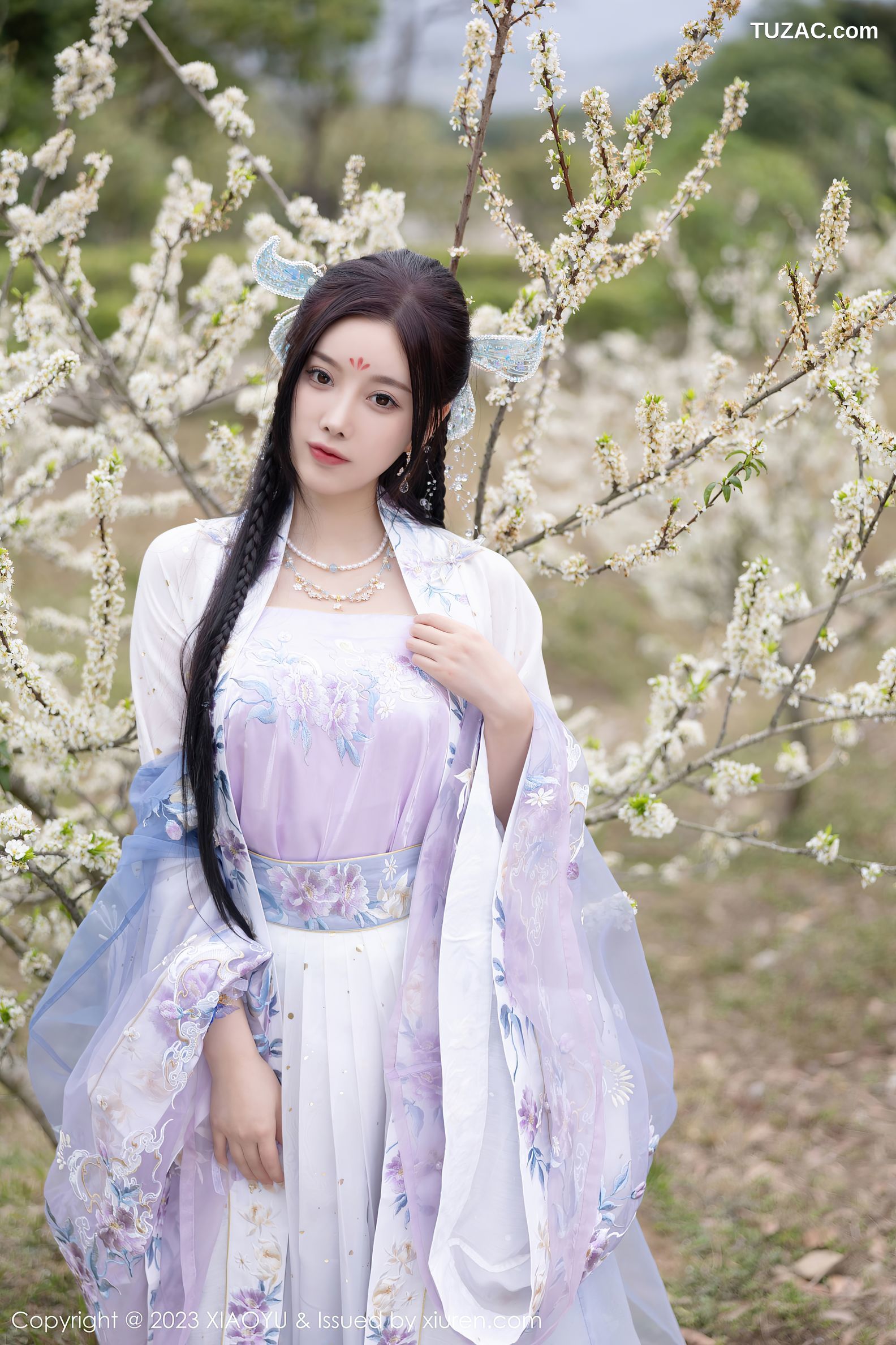 XiaoYu语画界-970-杨晨晨Yome-淡蓝紫色古装服白色蕾丝内衣-2023.02.21