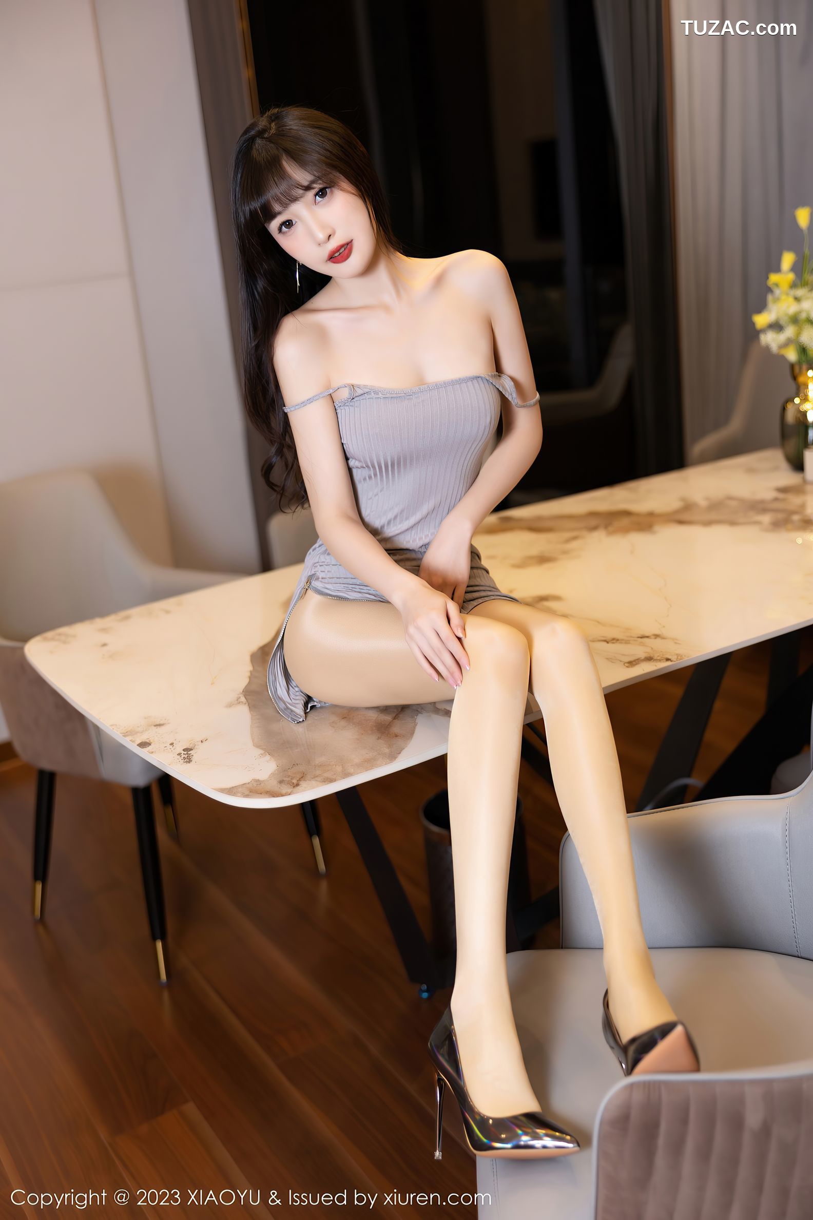XiaoYu语画界-986-林星阑-灰色吊带裙超薄肉丝-2023.03.15