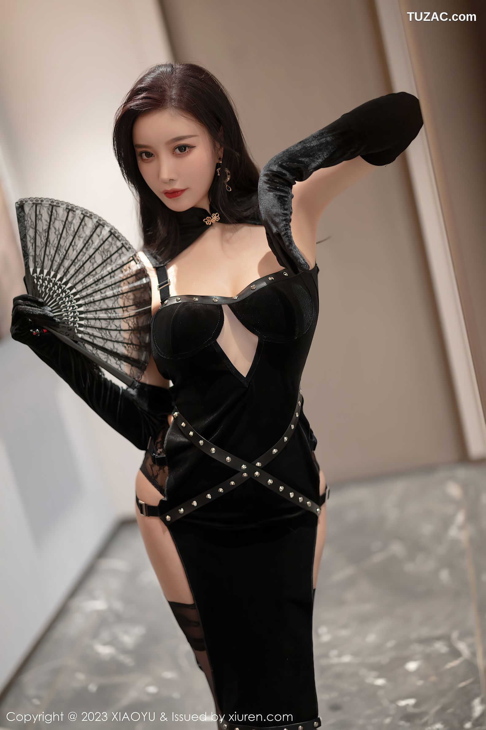 XiaoYu语画界-1002-杨晨晨Yome-古风黑吊带裙黑情趣内衣黑丝-2023.04.07