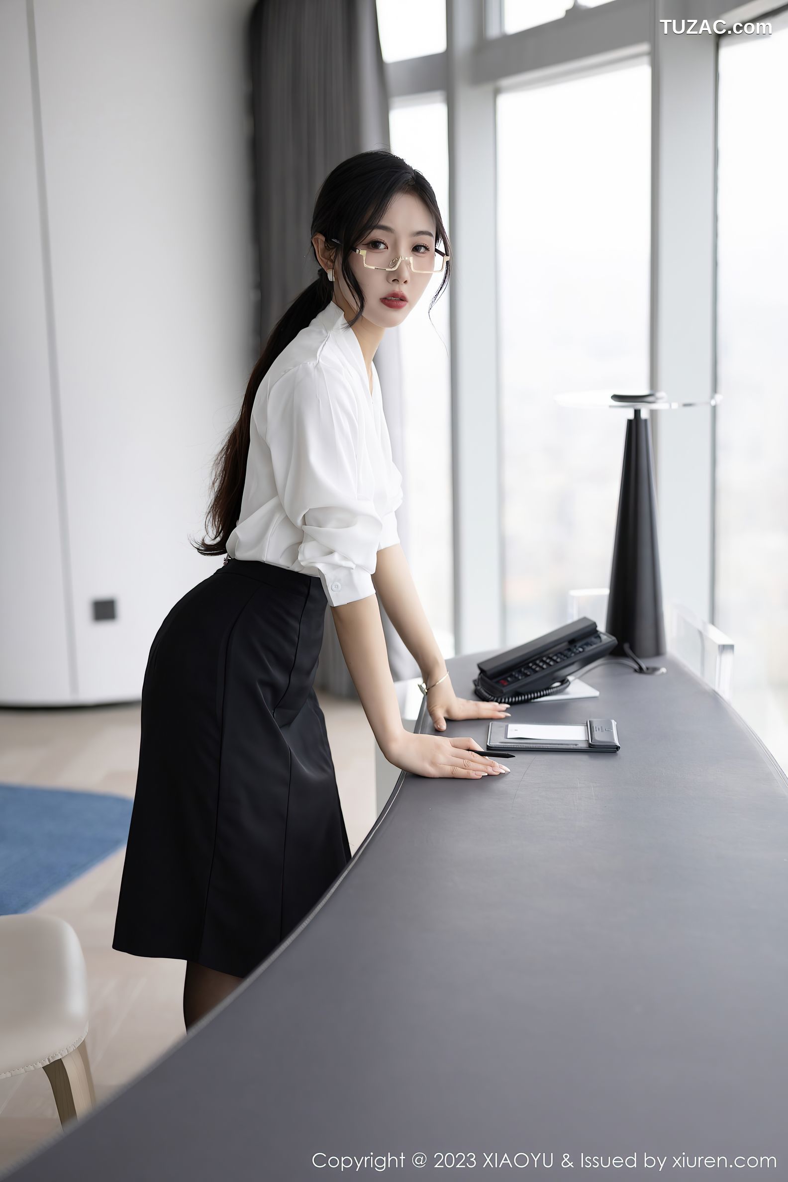 XiaoYu语画界-1005-苏苏阿-白衬衫黑裙职业装白蕾丝内衣黑丝-2023.04.12