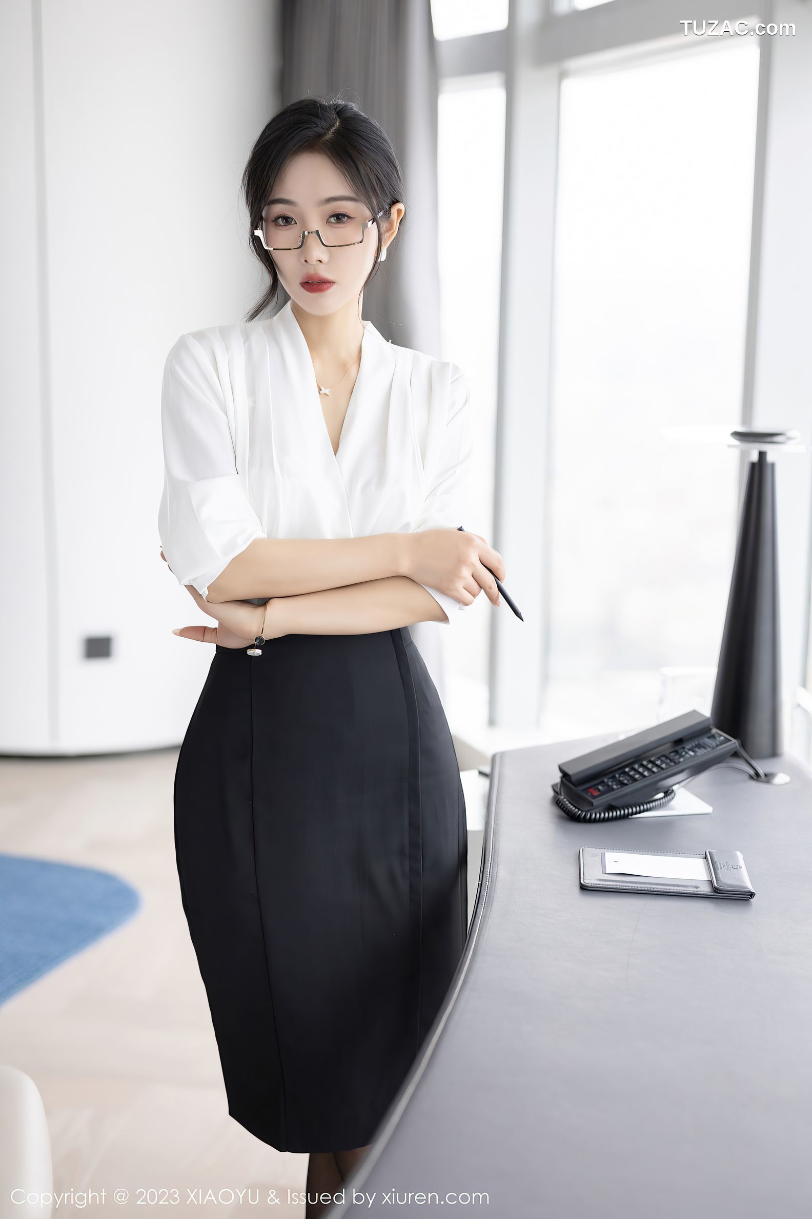 XiaoYu语画界-1005-苏苏阿-白衬衫黑裙职业装白蕾丝内衣黑丝-2023.04.12