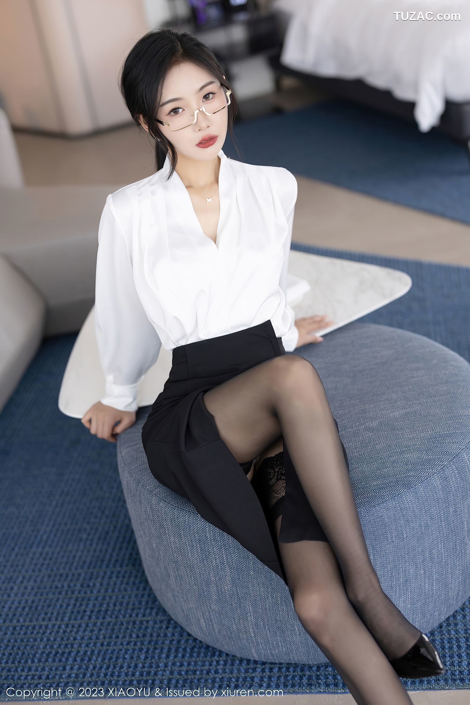 XiaoYu语画界-1005-苏苏阿-白衬衫黑裙职业装白蕾丝内衣黑丝-2023.04.12