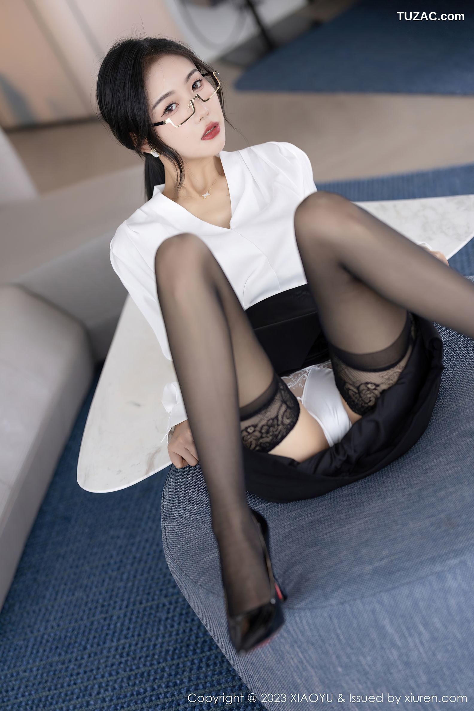 XiaoYu语画界-1005-苏苏阿-白衬衫黑裙职业装白蕾丝内衣黑丝-2023.04.12
