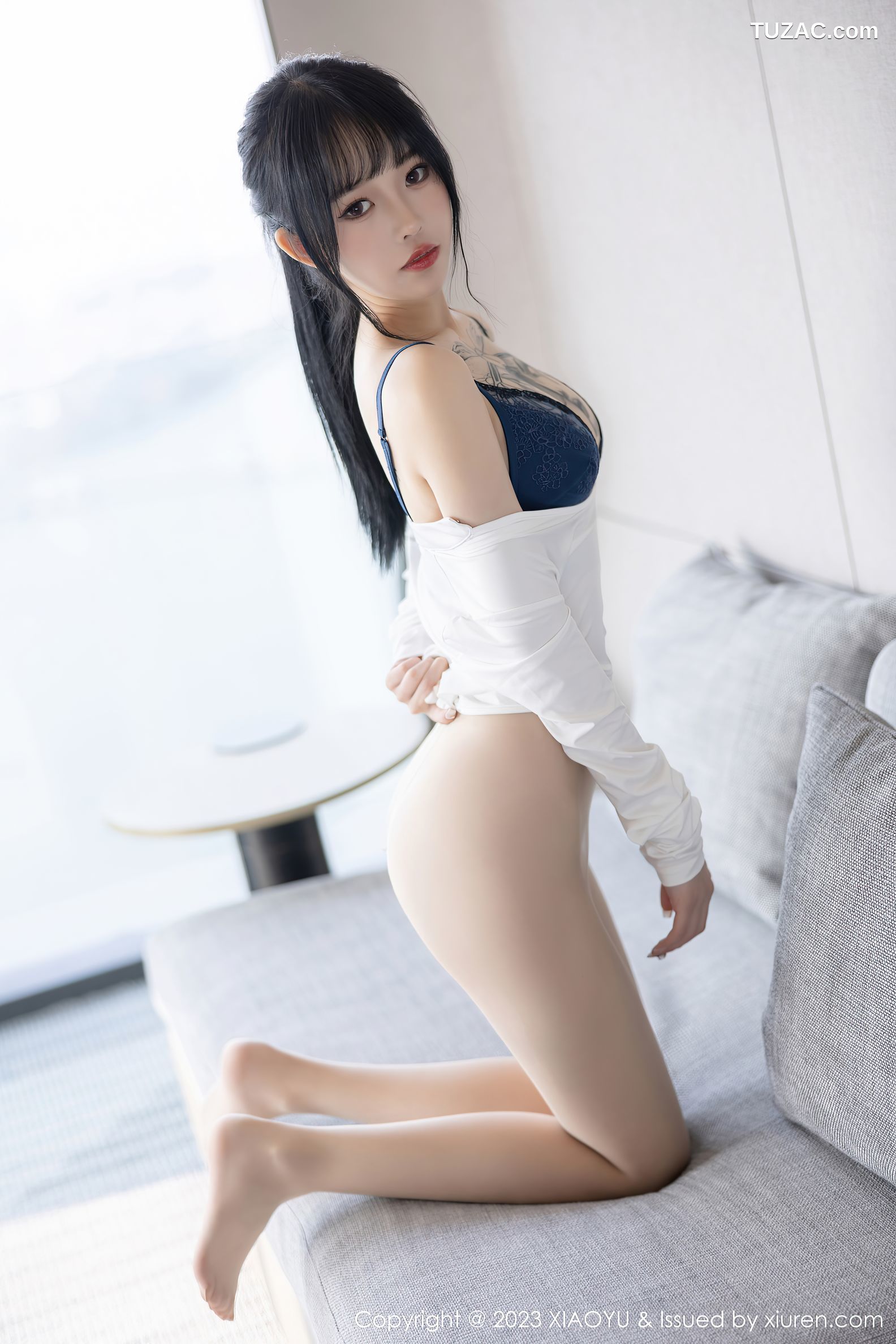XiaoYu语画界-1006-奶瓶-黑连衣短裙蓝色蕾丝内衣-2023.04.13