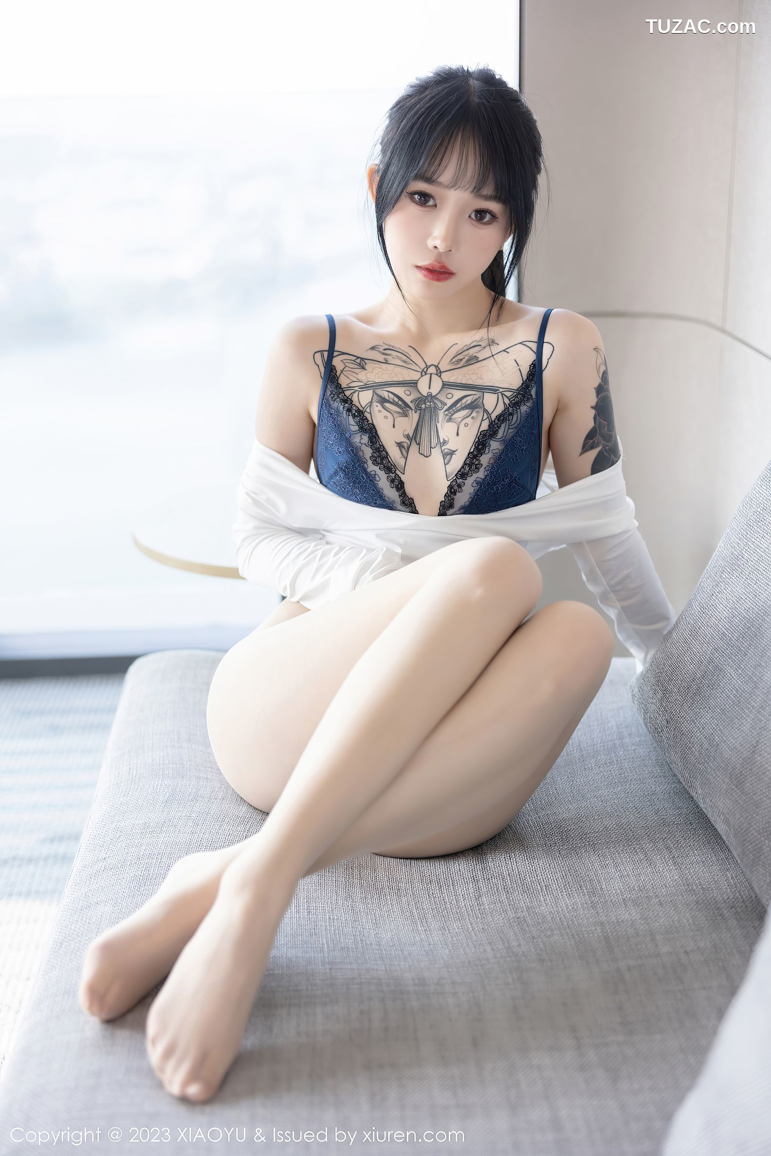 XiaoYu语画界-1006-奶瓶-黑连衣短裙蓝色蕾丝内衣-2023.04.13