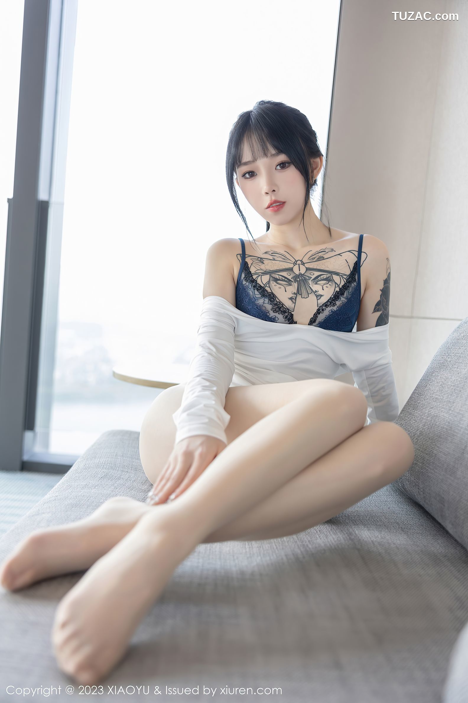 XiaoYu语画界-1006-奶瓶-黑连衣短裙蓝色蕾丝内衣-2023.04.13