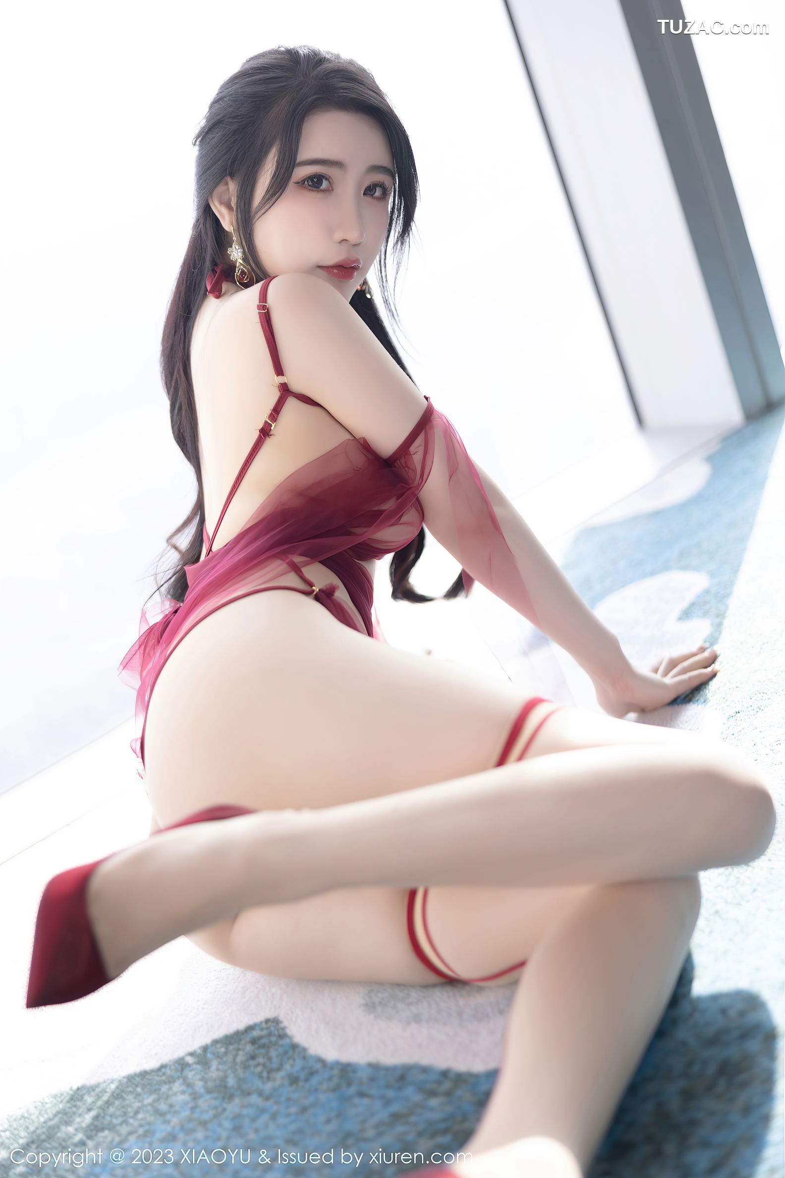 XiaoYu语画界-1010-樱桃酱-杭州旅拍-红色飘纱情趣内衣-2023.04.19