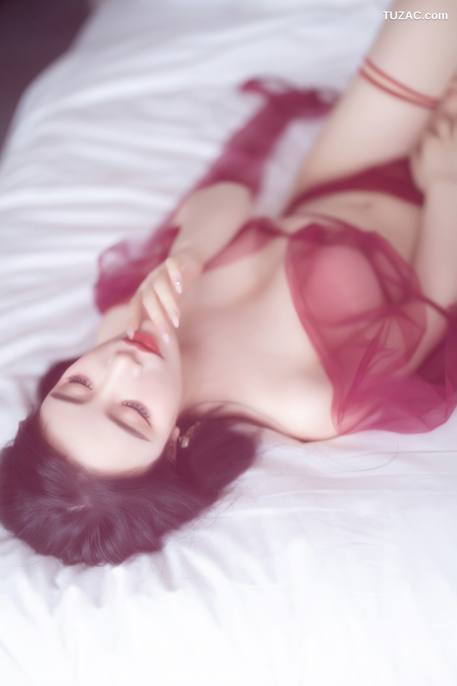 XiaoYu语画界-1010-樱桃酱-杭州旅拍-红色飘纱情趣内衣-2023.04.19