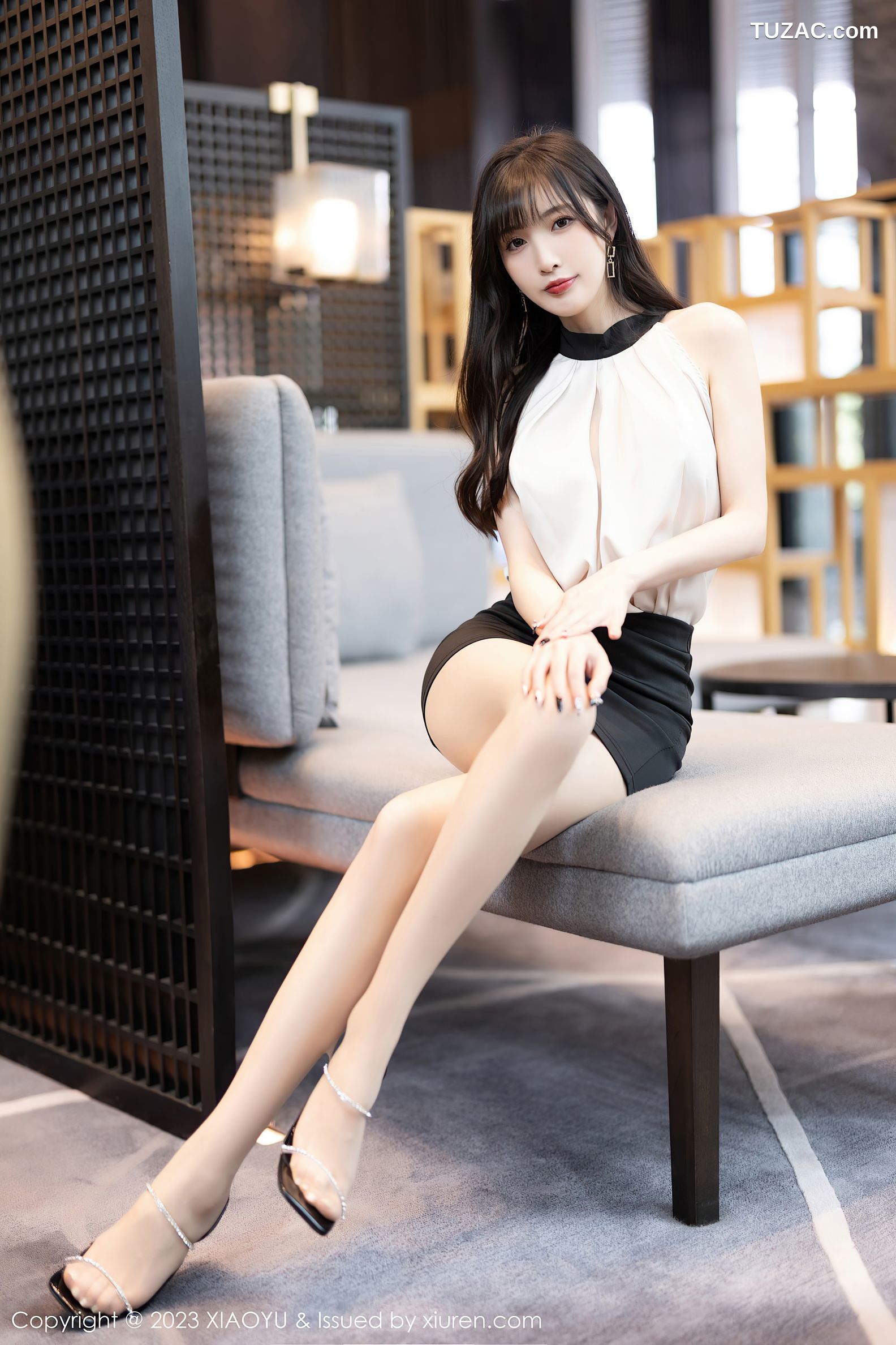 XiaoYu语画界-1013-林星阑-白衫黑短裙粉色蕾丝内衣-2023.04.23