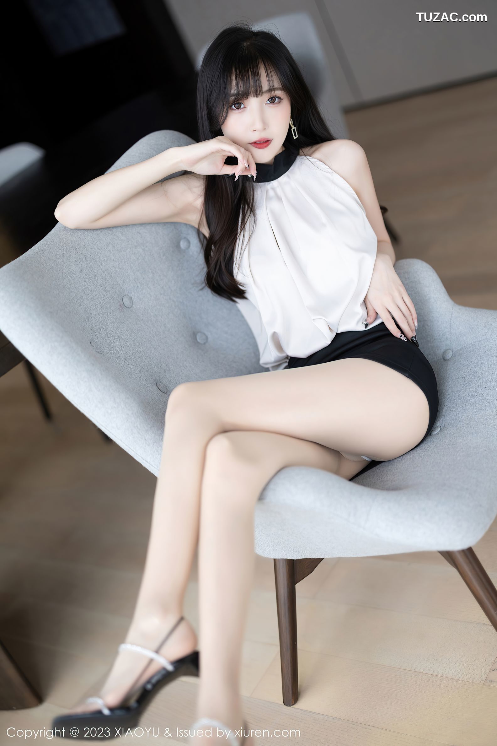 XiaoYu语画界-1013-林星阑-白衫黑短裙粉色蕾丝内衣-2023.04.23