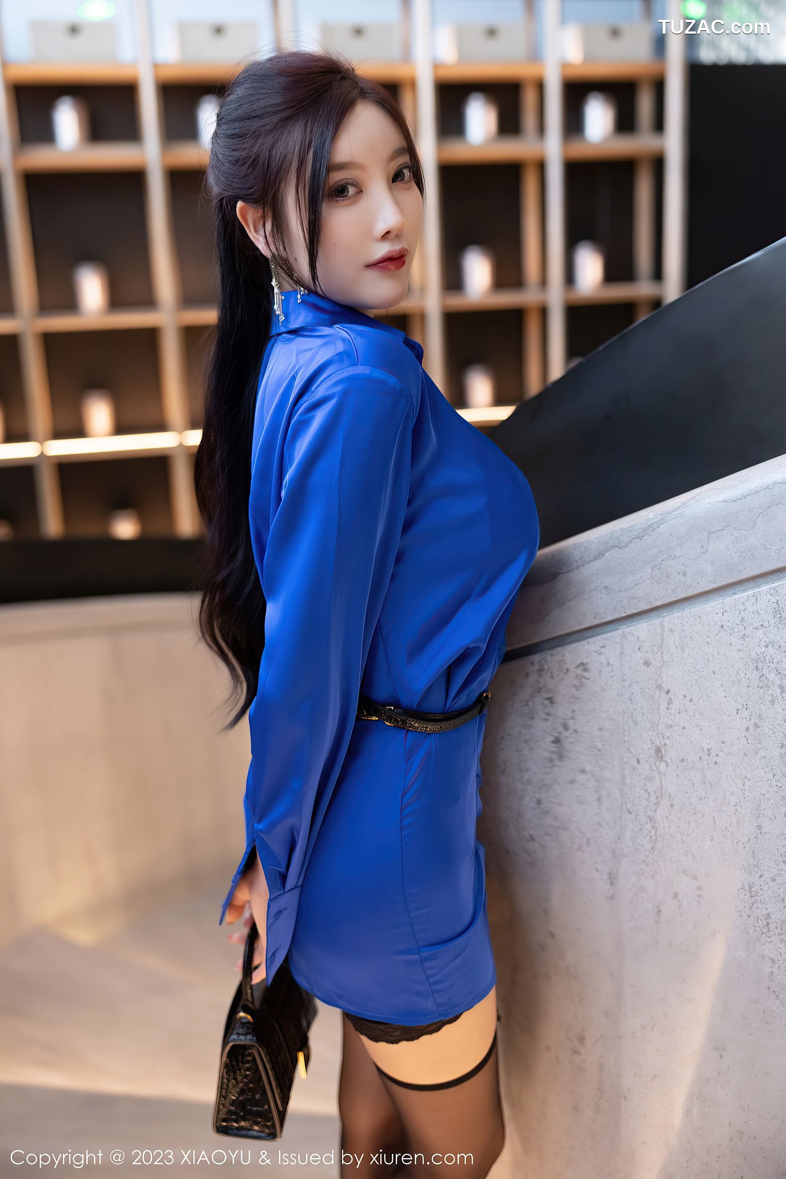 XiaoYu语画界-1018-杨晨晨Yome-蓝色职业裙装蓝色蕾丝内衣黑丝-2023.04.28