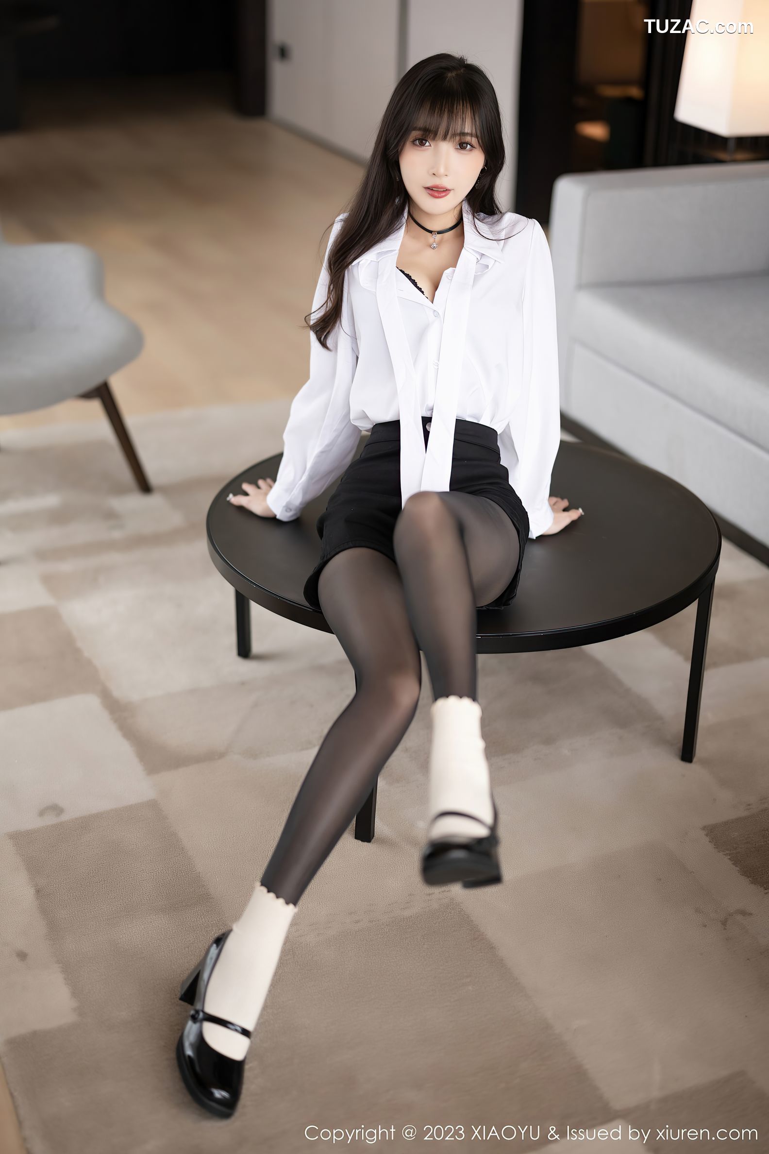 XiaoYu语画界-1020-林星阑-黑白格上衣黑短裤白衬衫黑丝-2023.05.05