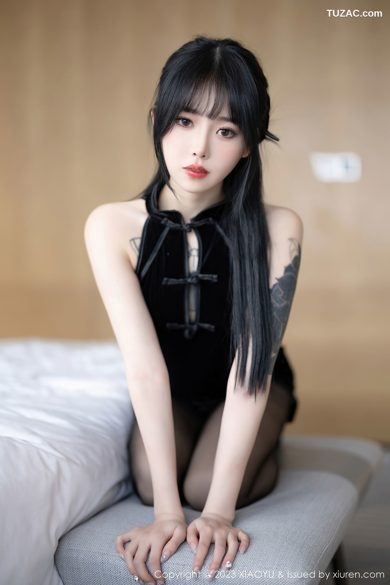 XiaoYu语画界-1030-奶瓶-黑色超短旗袍透视内衣黑丝-2023.05.18