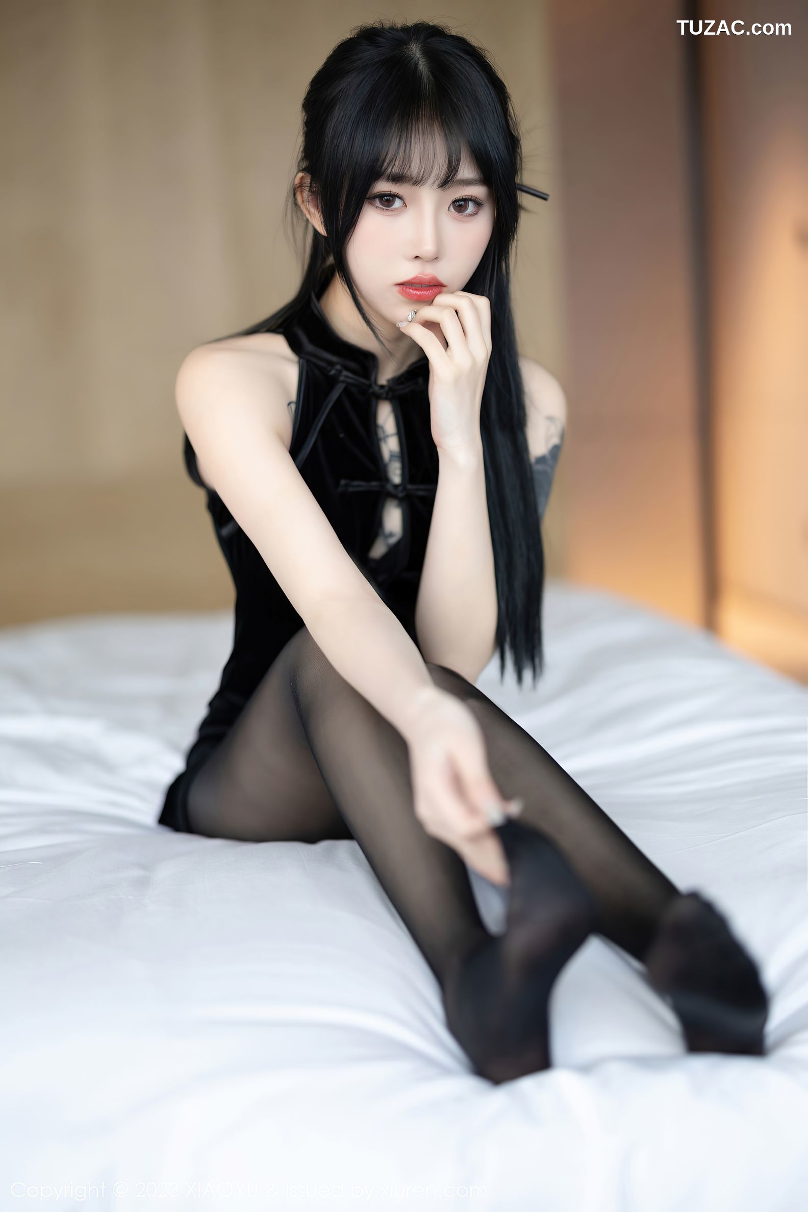 XiaoYu语画界-1030-奶瓶-黑色超短旗袍透视内衣黑丝-2023.05.18