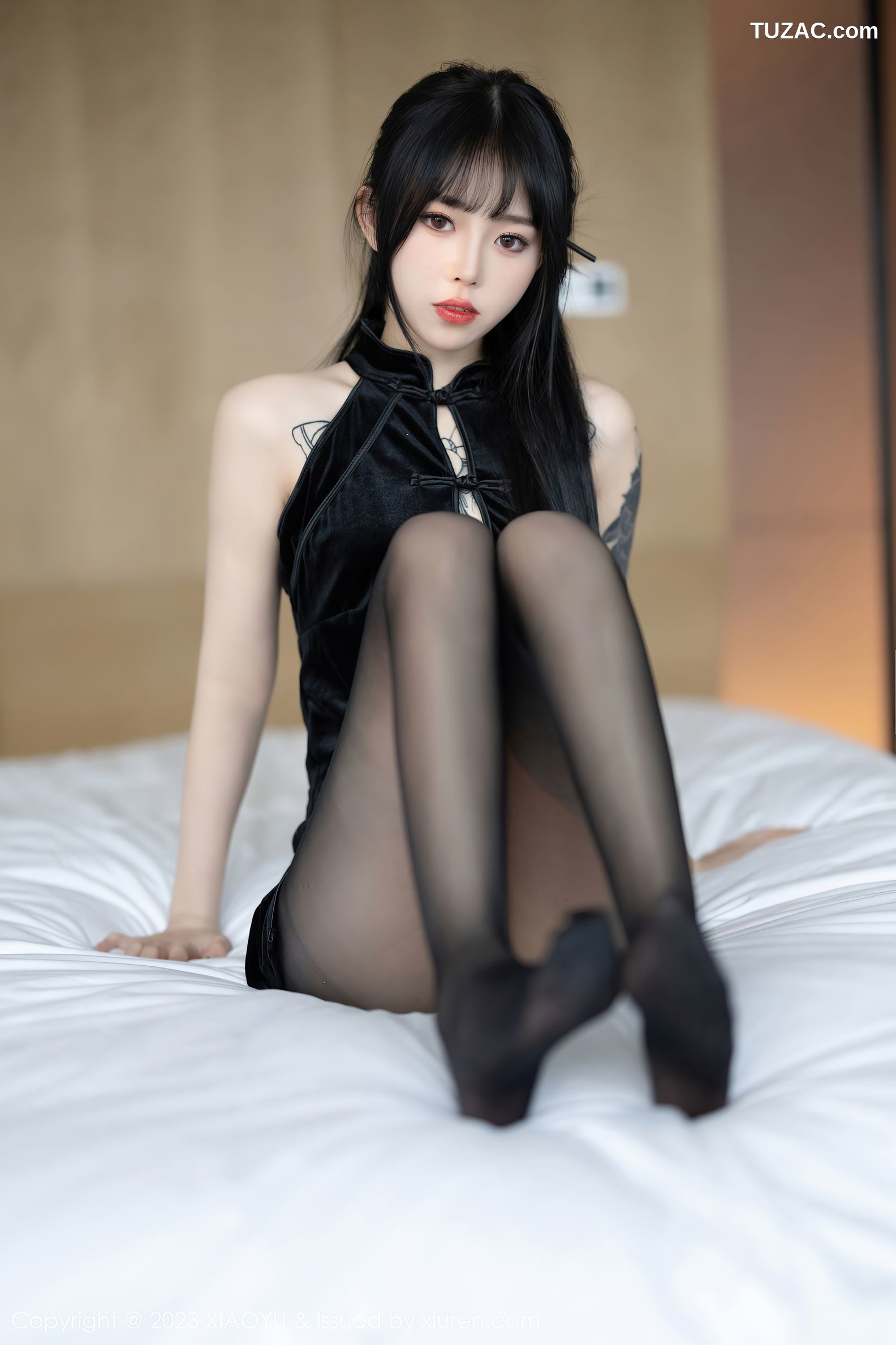 XiaoYu语画界-1030-奶瓶-黑色超短旗袍透视内衣黑丝-2023.05.18