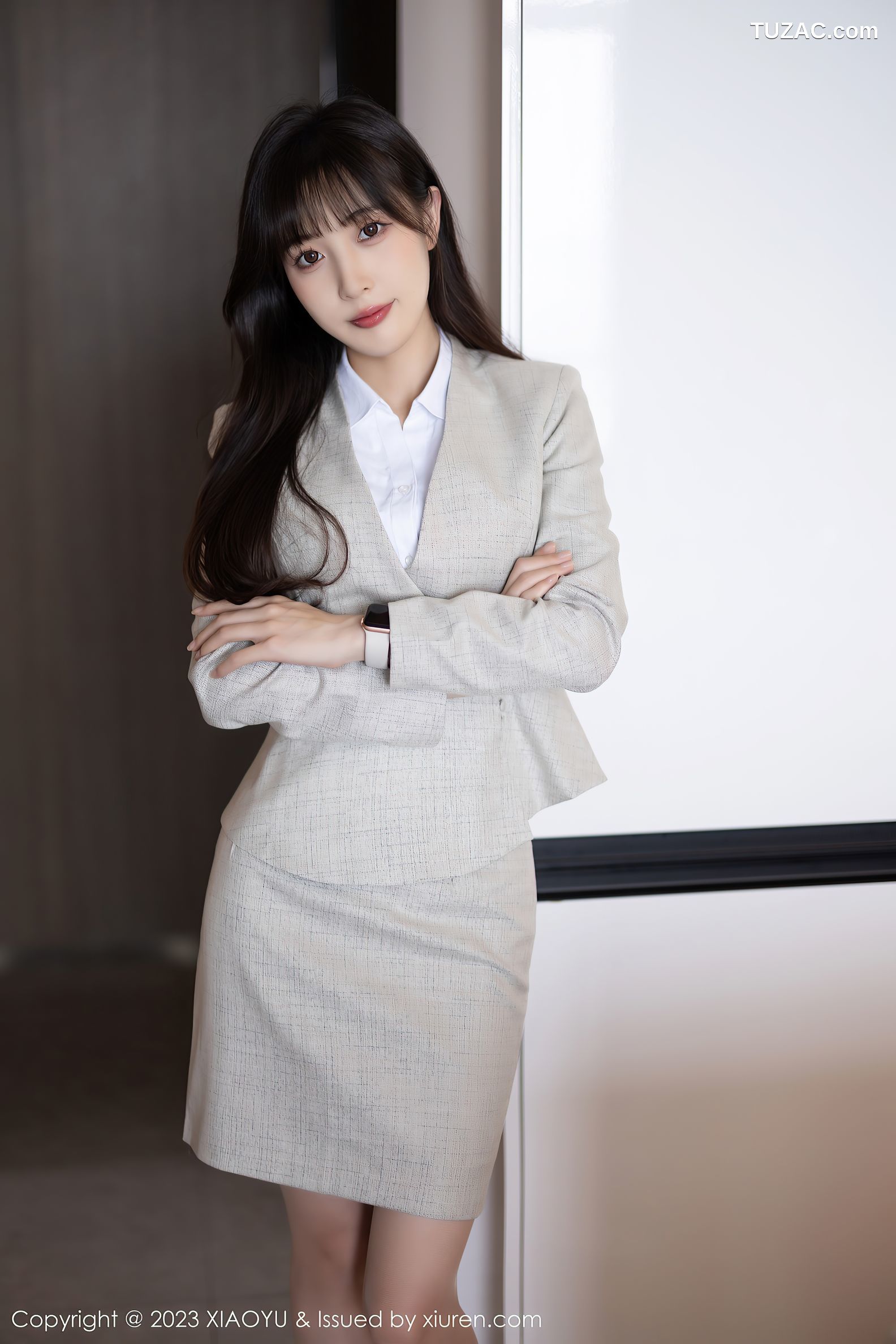 XiaoYu语画界-1034-林星阑-浅色职业装绿色内衣-2023.05.24