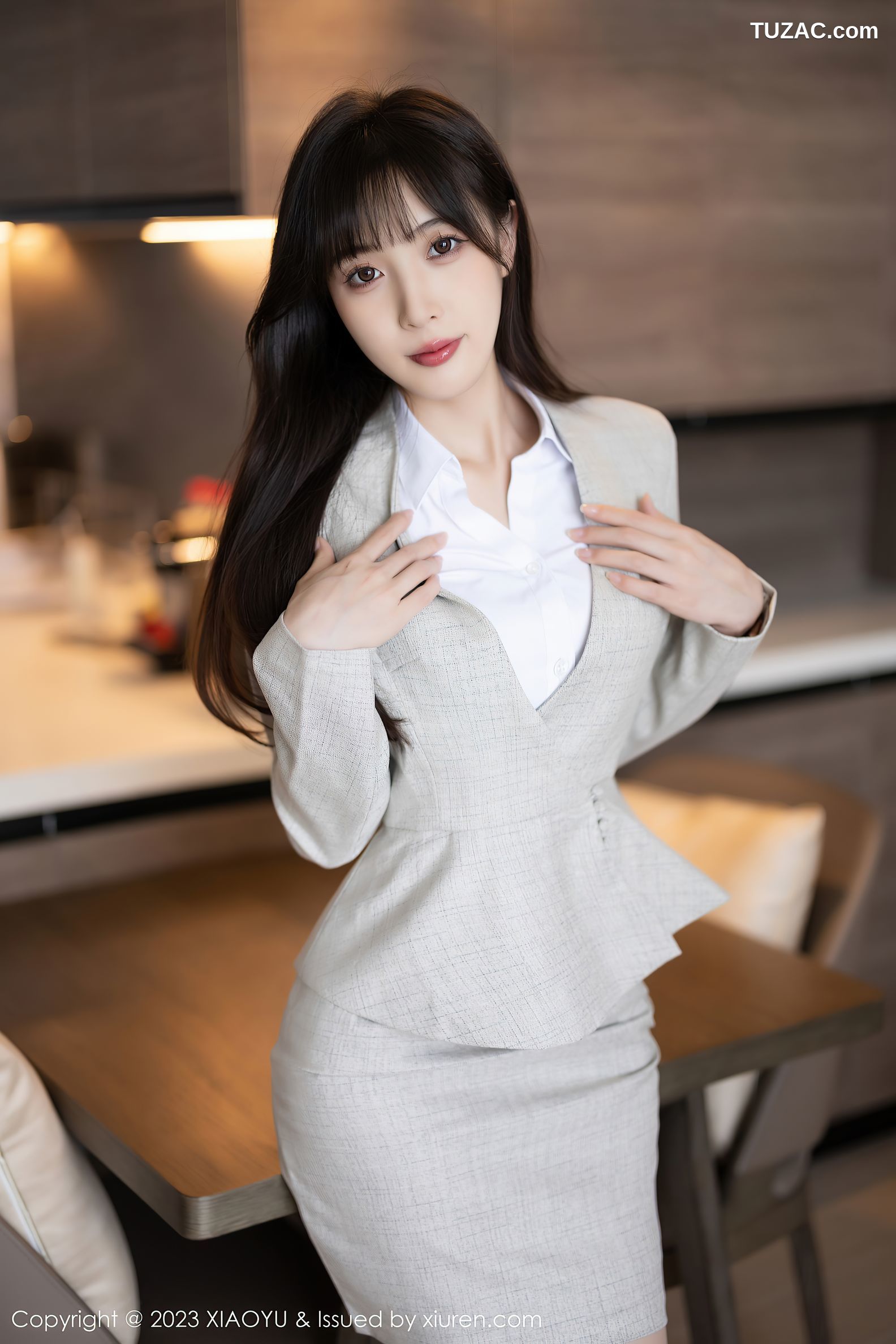 XiaoYu语画界-1034-林星阑-浅色职业装绿色内衣-2023.05.24