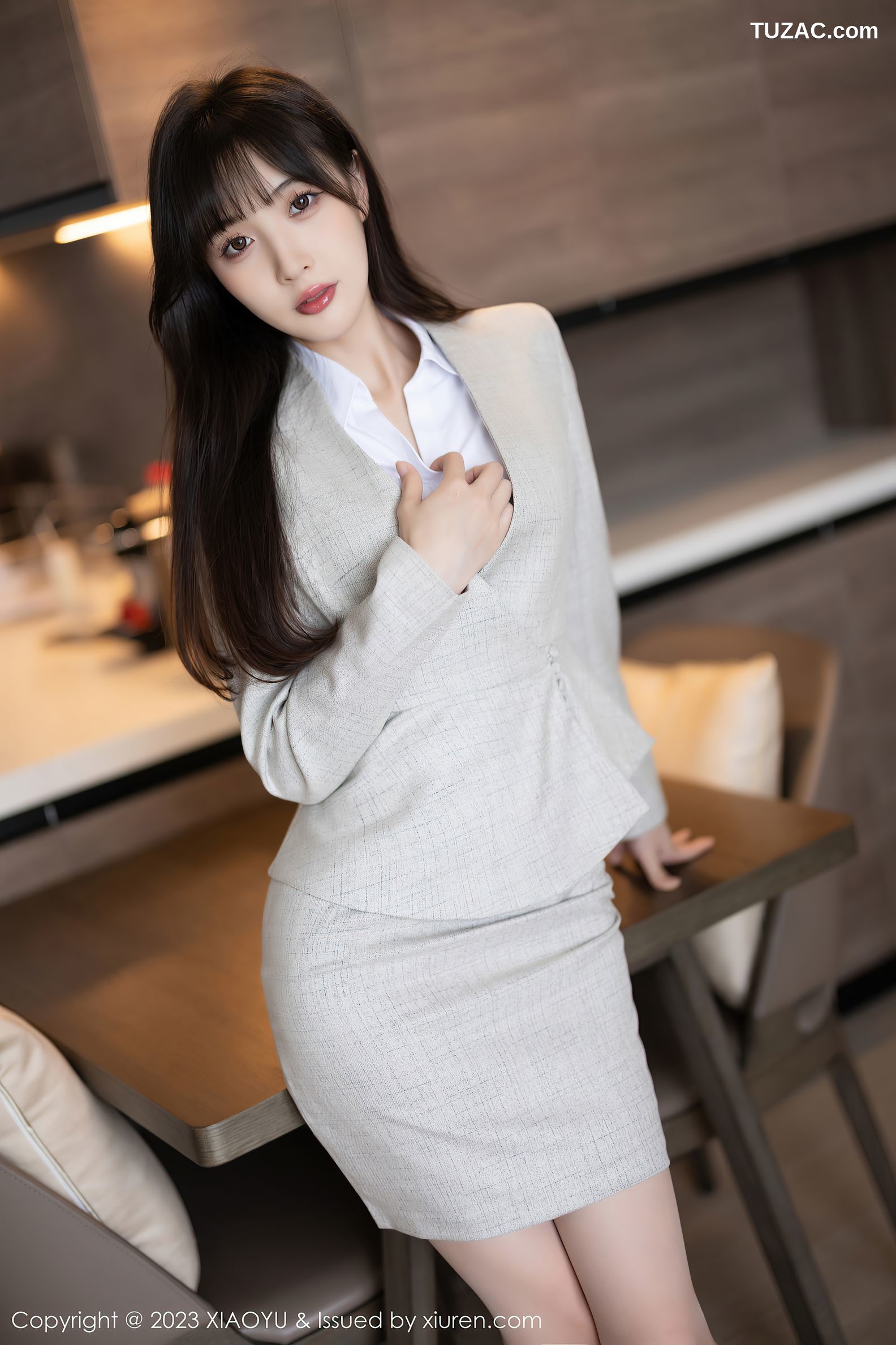 XiaoYu语画界-1034-林星阑-浅色职业装绿色内衣-2023.05.24