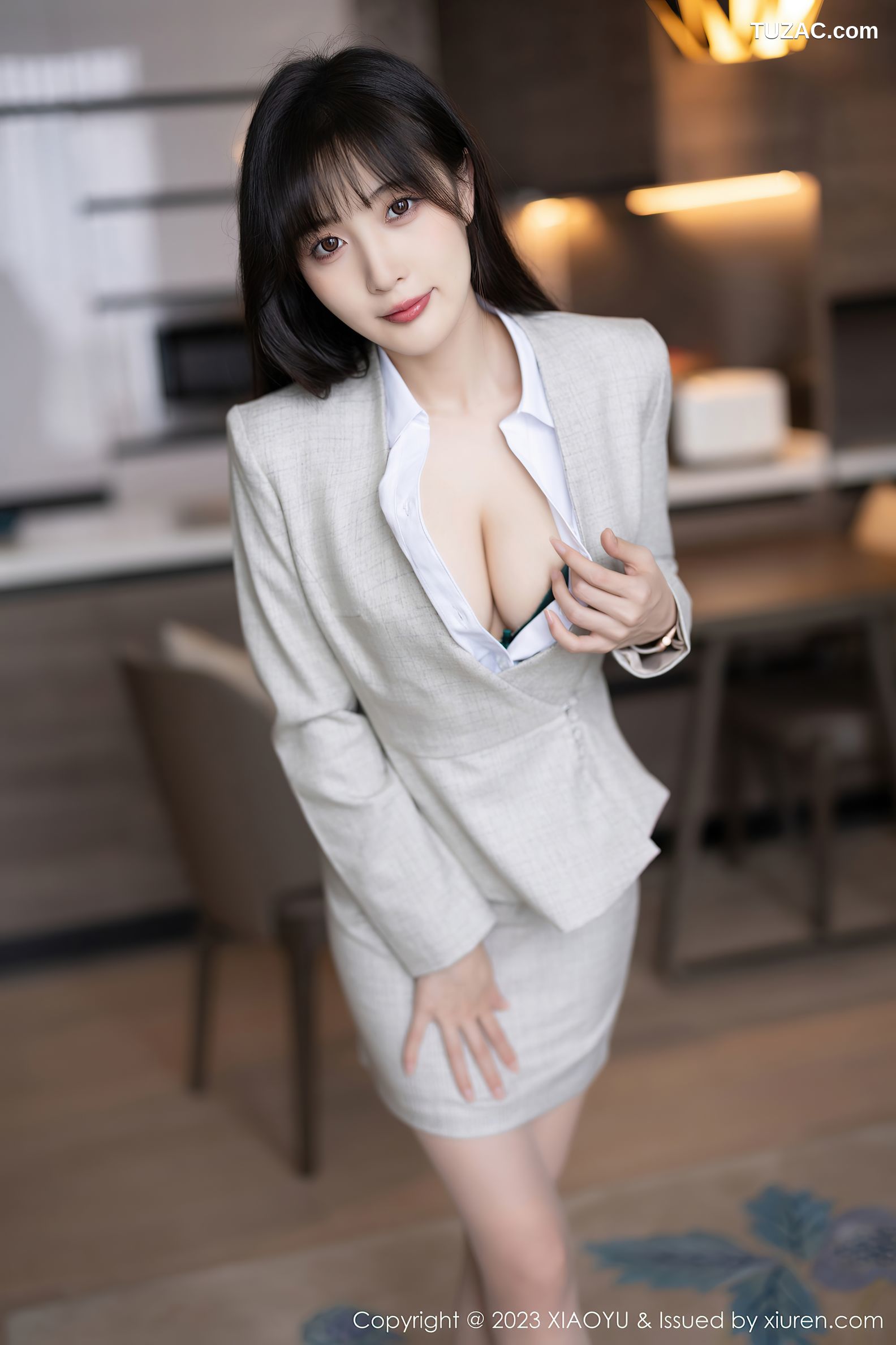 XiaoYu语画界-1034-林星阑-浅色职业装绿色内衣-2023.05.24
