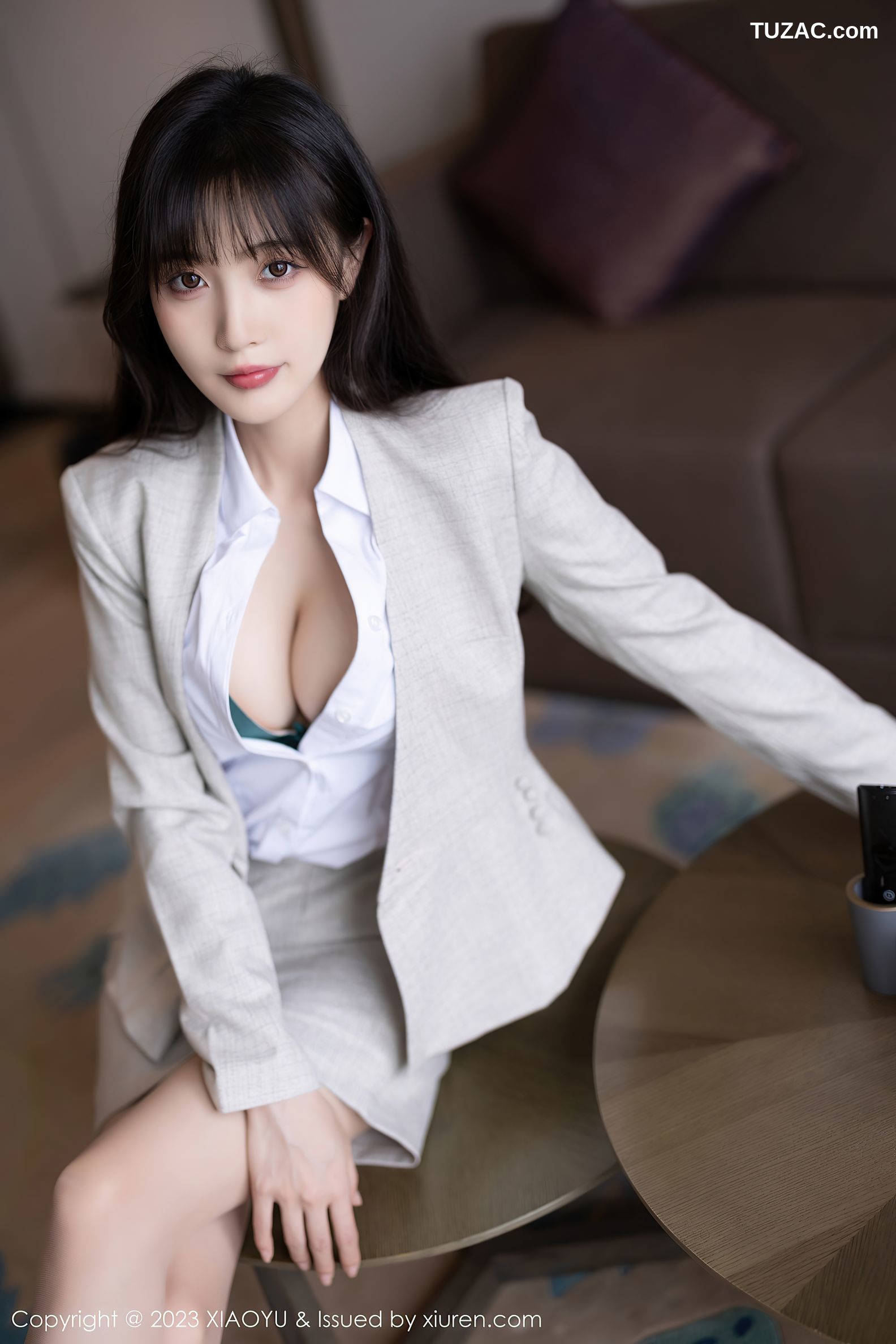 XiaoYu语画界-1034-林星阑-浅色职业装绿色内衣-2023.05.24