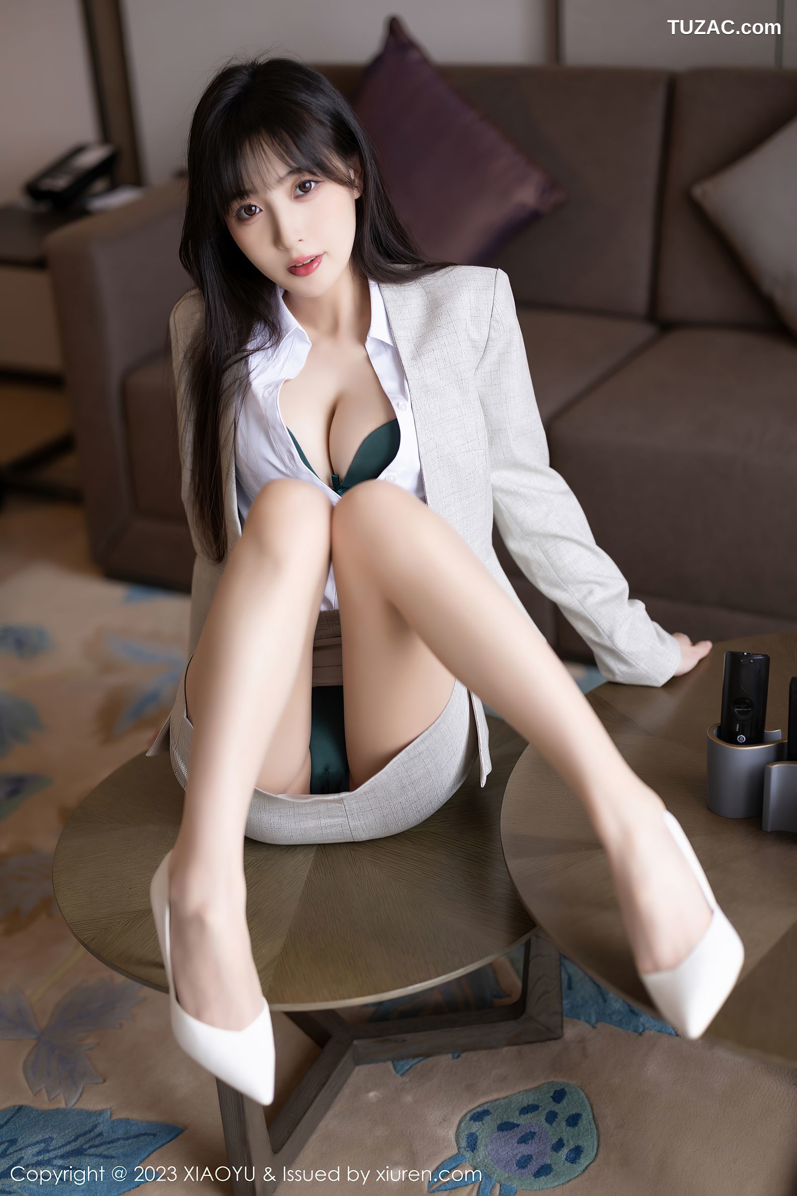 XiaoYu语画界-1034-林星阑-浅色职业装绿色内衣-2023.05.24