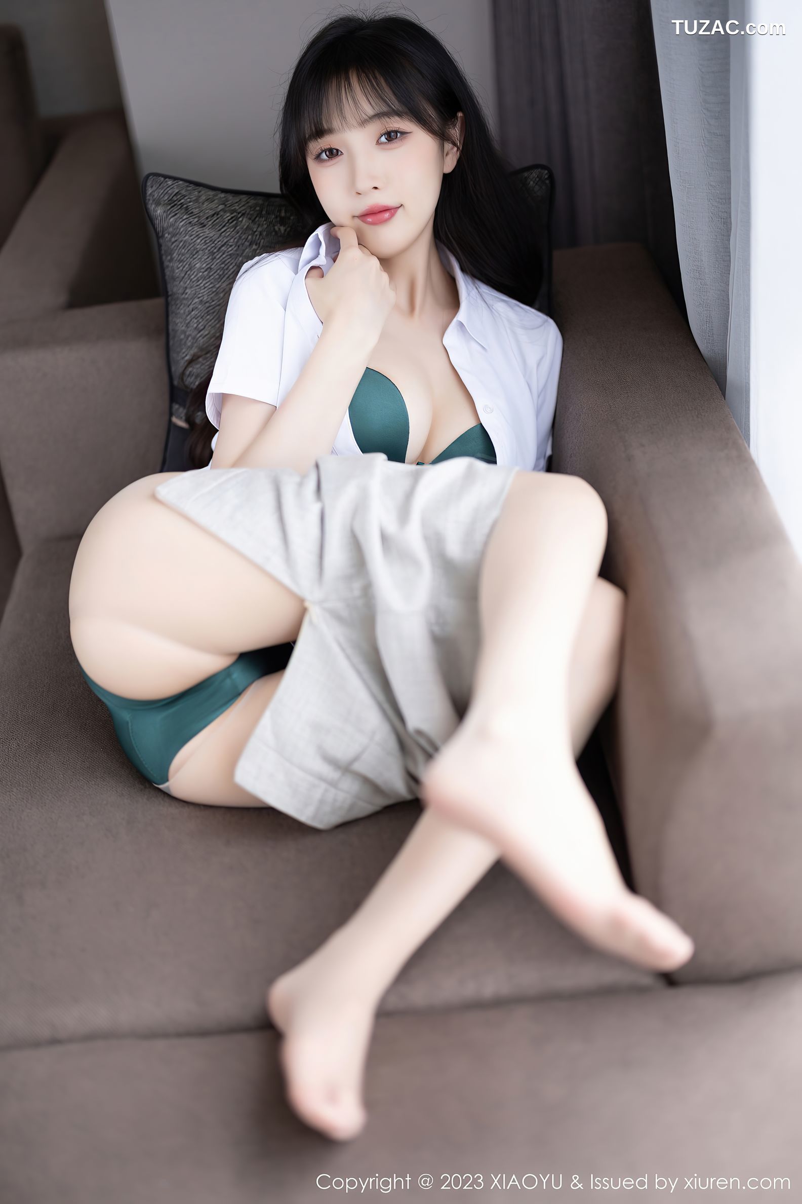 XiaoYu语画界-1034-林星阑-浅色职业装绿色内衣-2023.05.24
