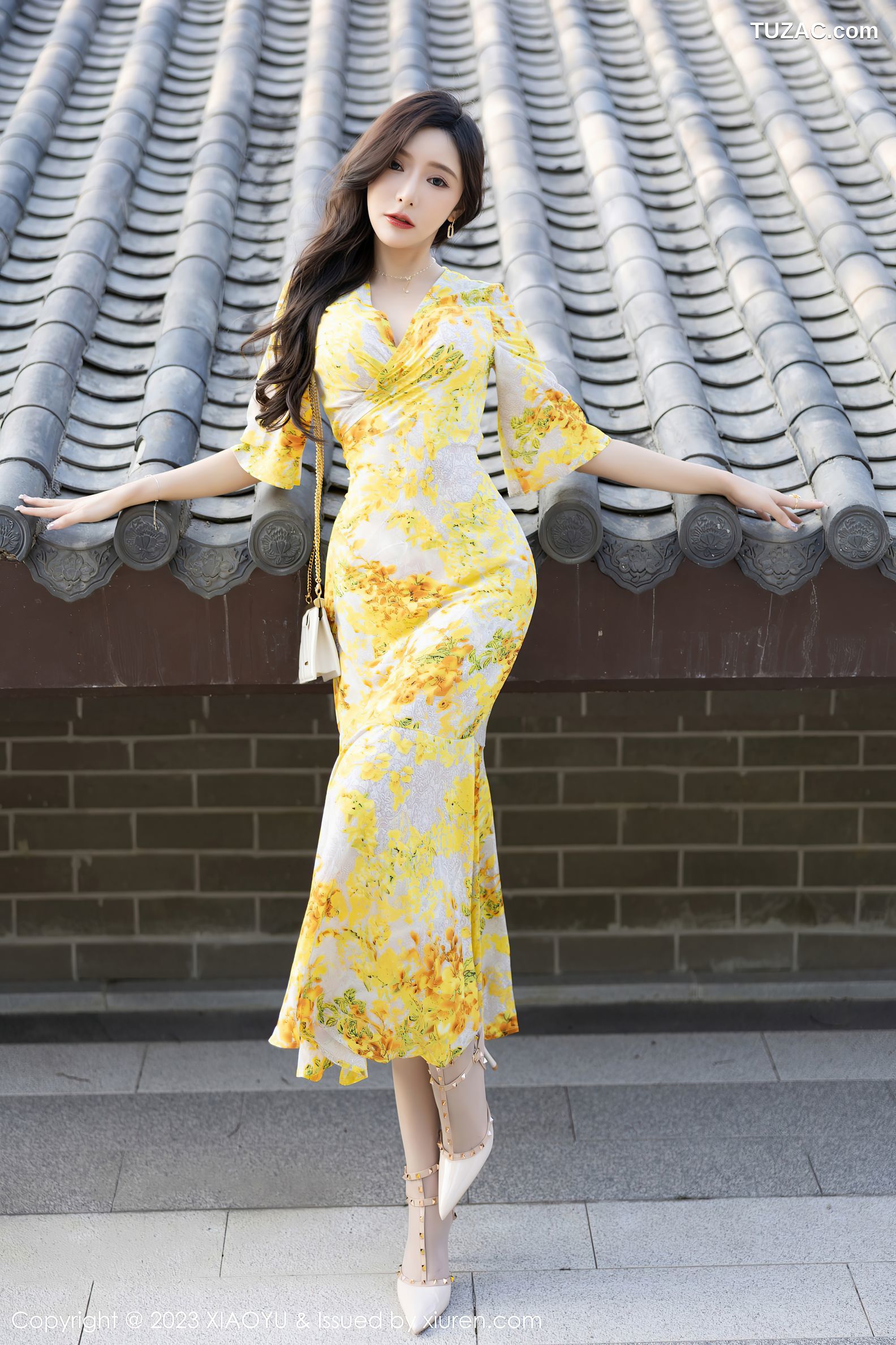 XiaoYu语画界-1043-王馨瑶yanni-贵州旅拍-黄色花长裙白色蕾丝内衣-2023.06.05