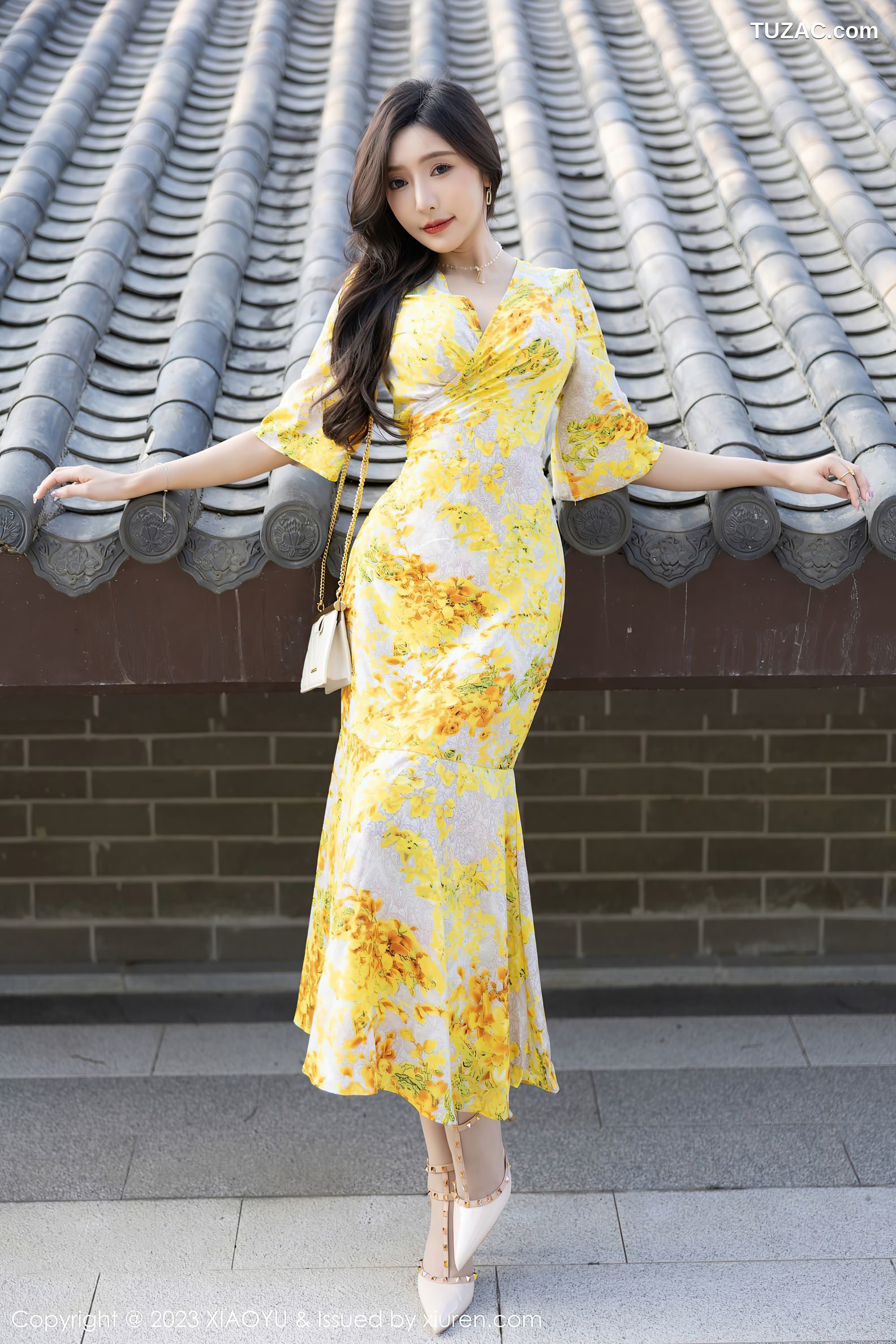 XiaoYu语画界-1043-王馨瑶yanni-贵州旅拍-黄色花长裙白色蕾丝内衣-2023.06.05