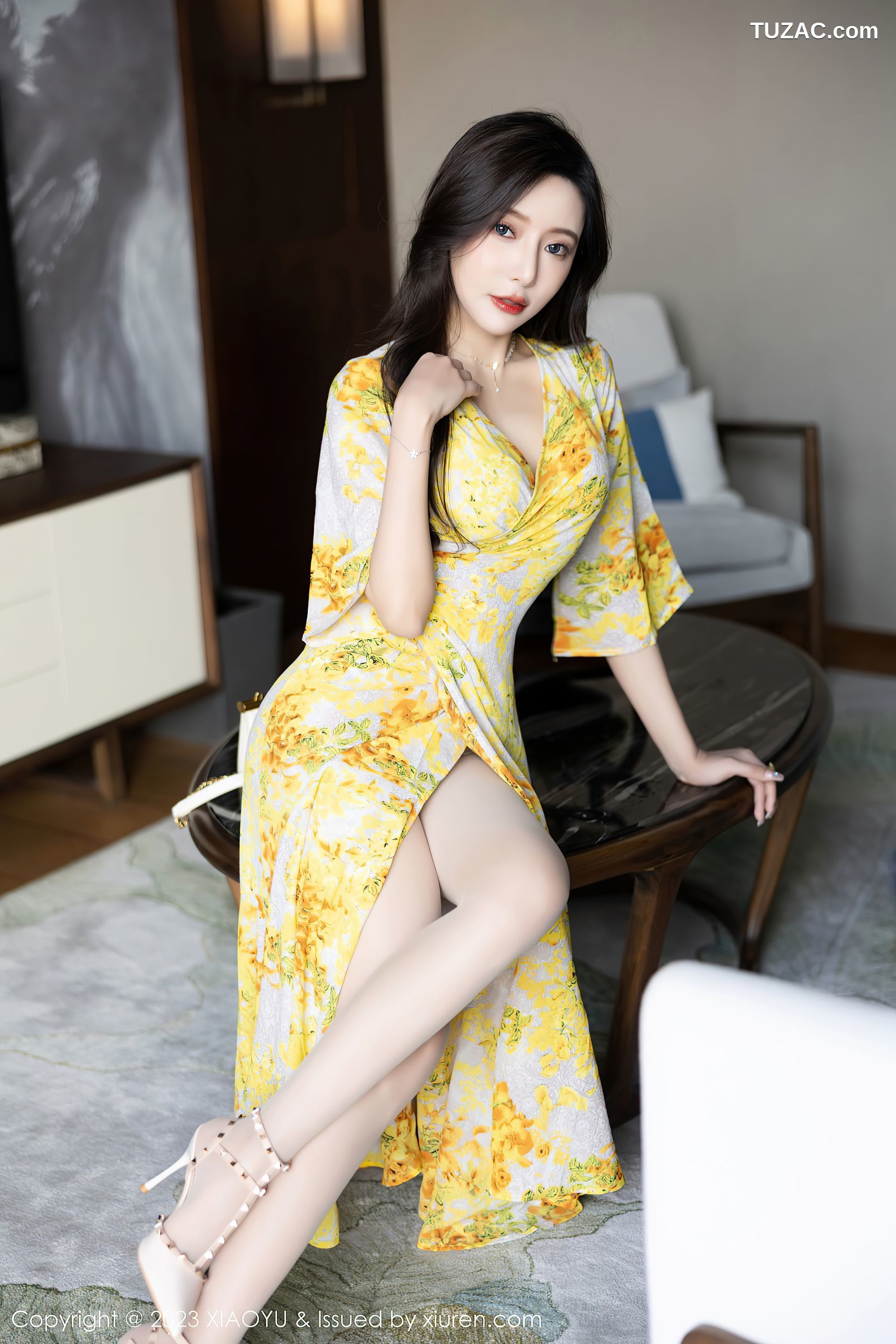 XiaoYu语画界-1043-王馨瑶yanni-贵州旅拍-黄色花长裙白色蕾丝内衣-2023.06.05