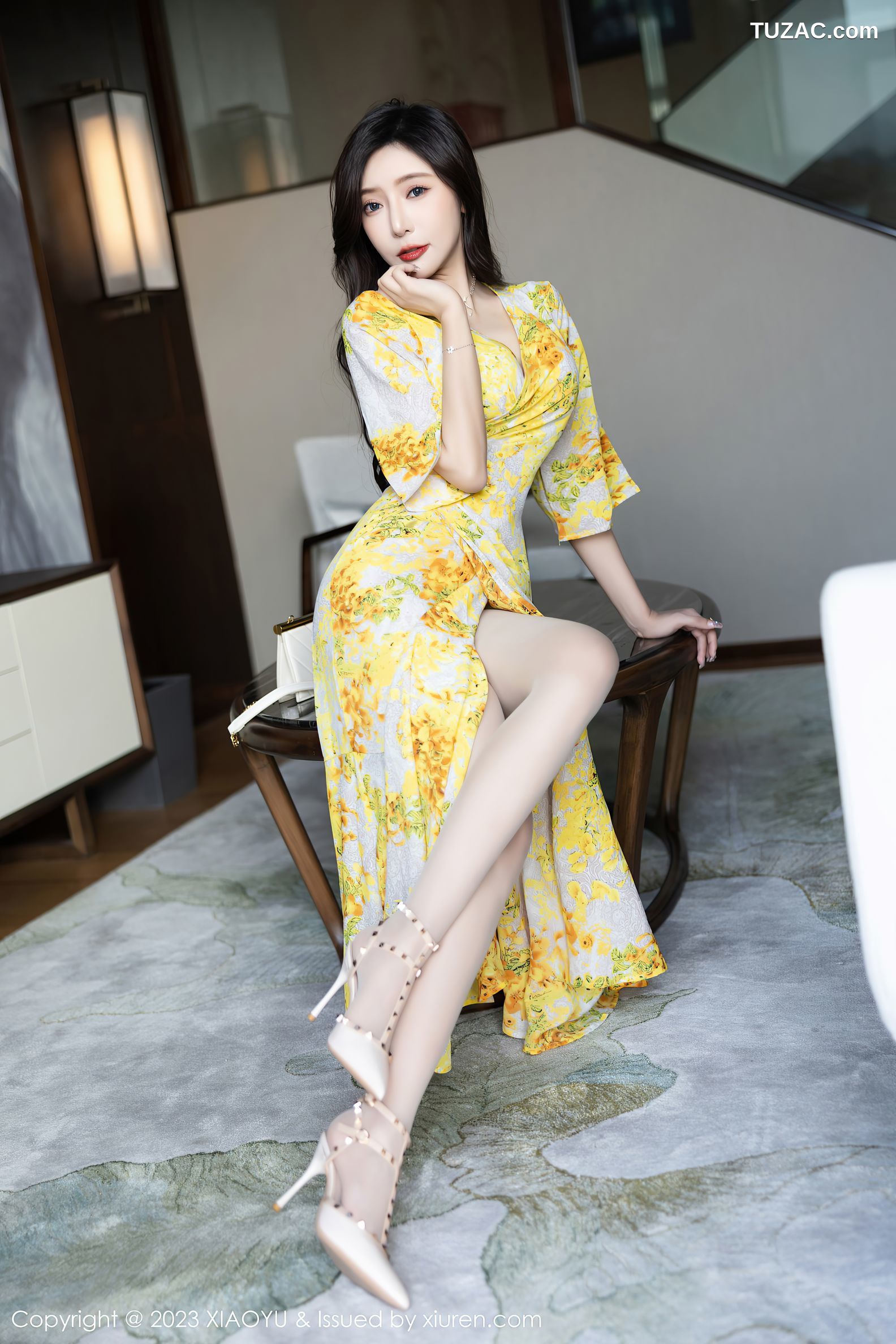 XiaoYu语画界-1043-王馨瑶yanni-贵州旅拍-黄色花长裙白色蕾丝内衣-2023.06.05