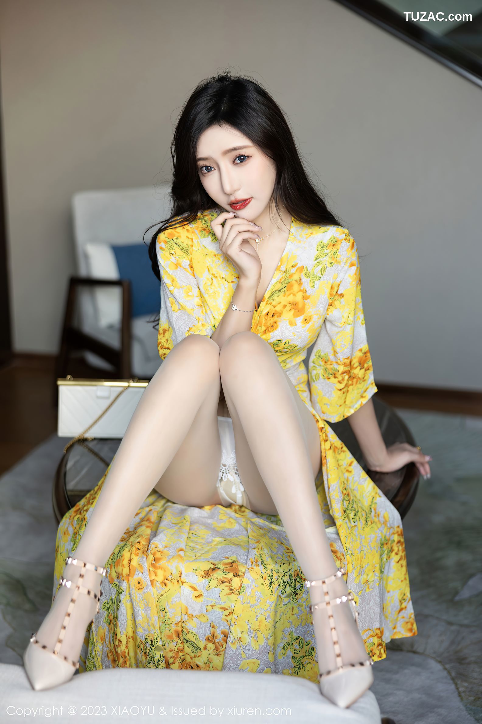 XiaoYu语画界-1043-王馨瑶yanni-贵州旅拍-黄色花长裙白色蕾丝内衣-2023.06.05