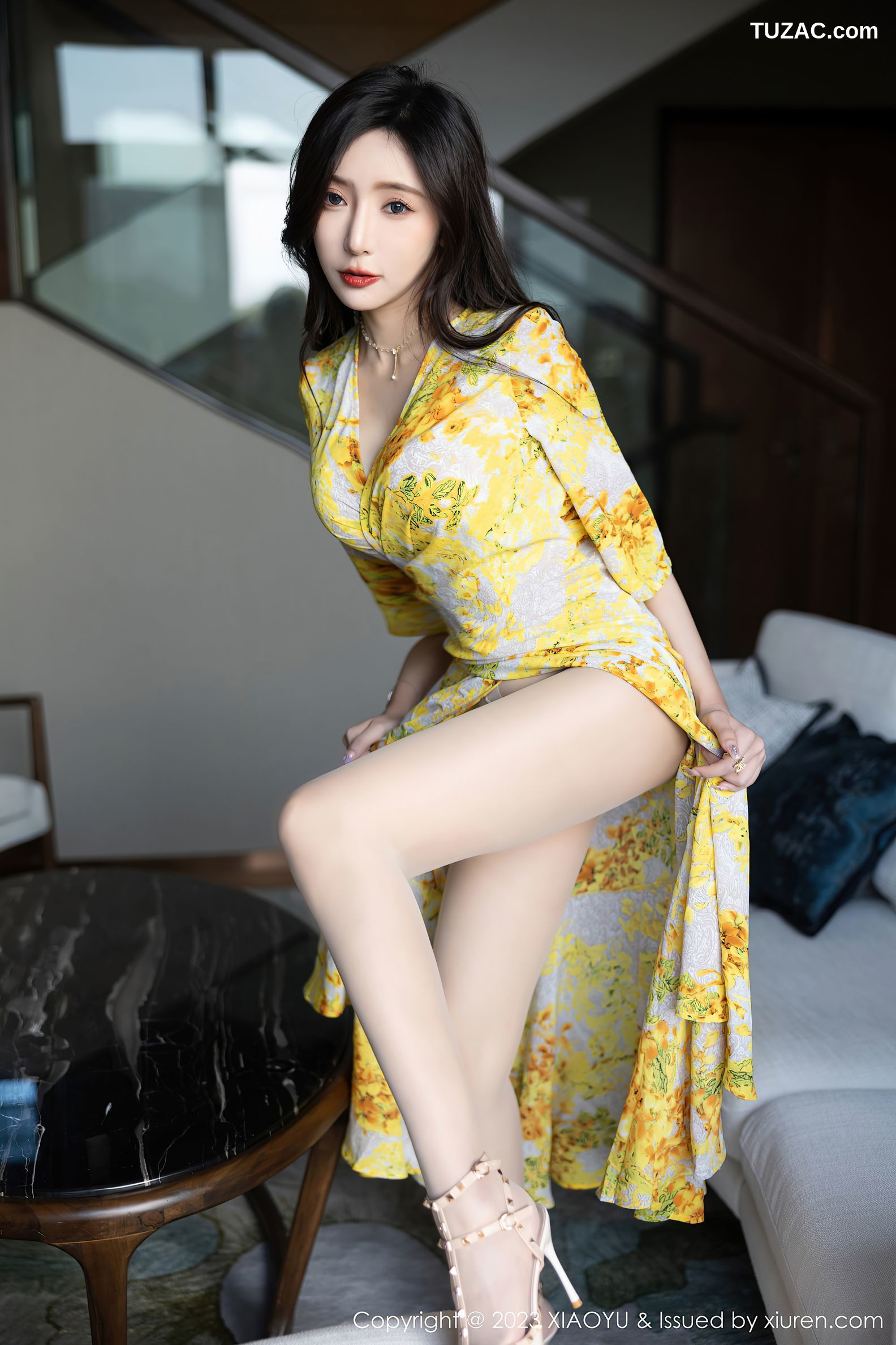 XiaoYu语画界-1043-王馨瑶yanni-贵州旅拍-黄色花长裙白色蕾丝内衣-2023.06.05