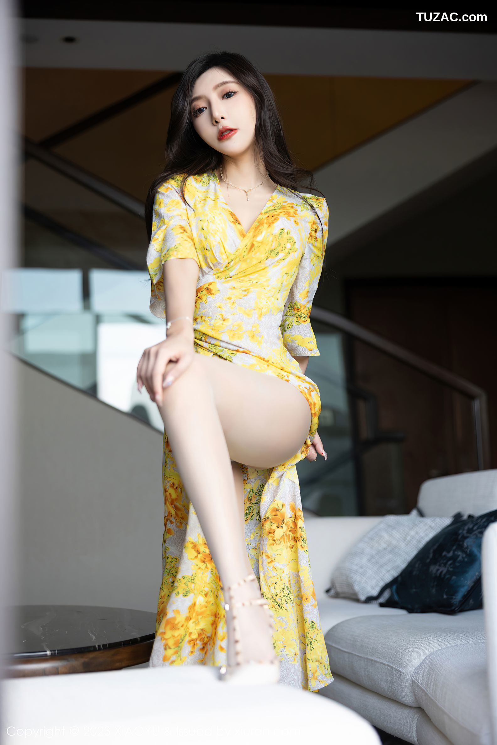 XiaoYu语画界-1043-王馨瑶yanni-贵州旅拍-黄色花长裙白色蕾丝内衣-2023.06.05