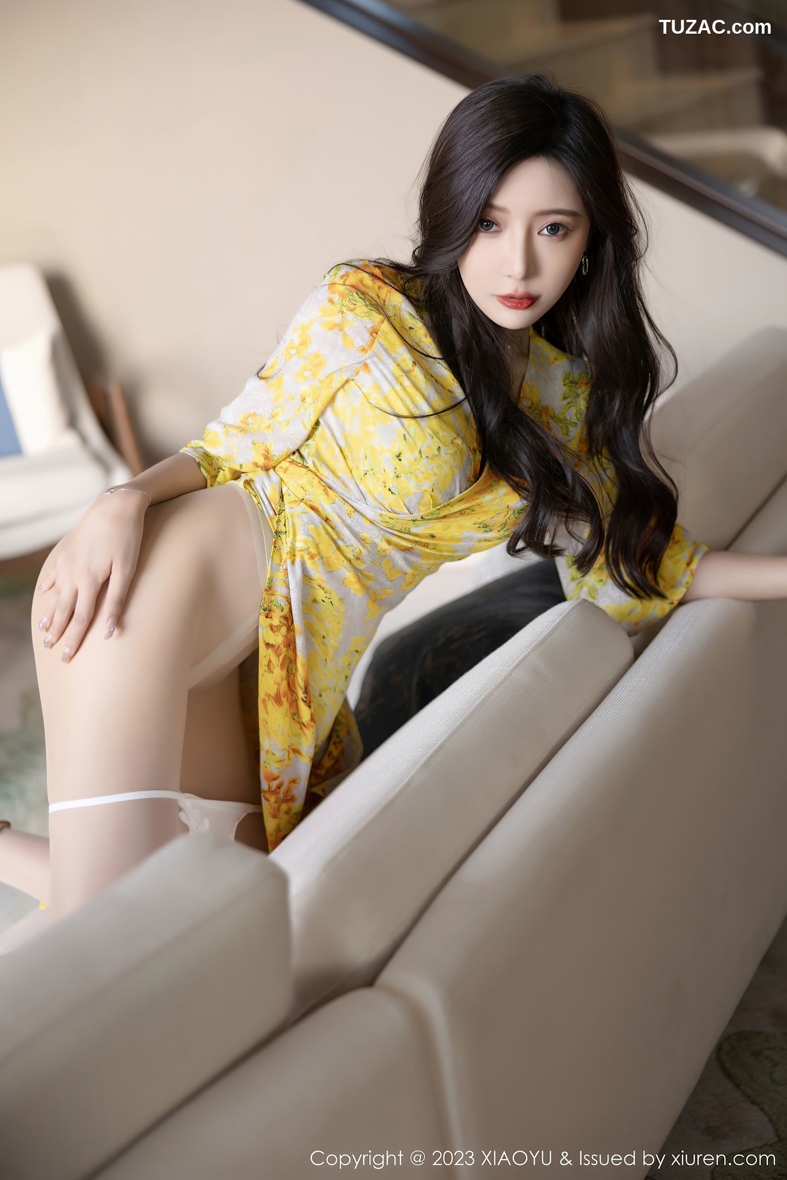 XiaoYu语画界-1043-王馨瑶yanni-贵州旅拍-黄色花长裙白色蕾丝内衣-2023.06.05