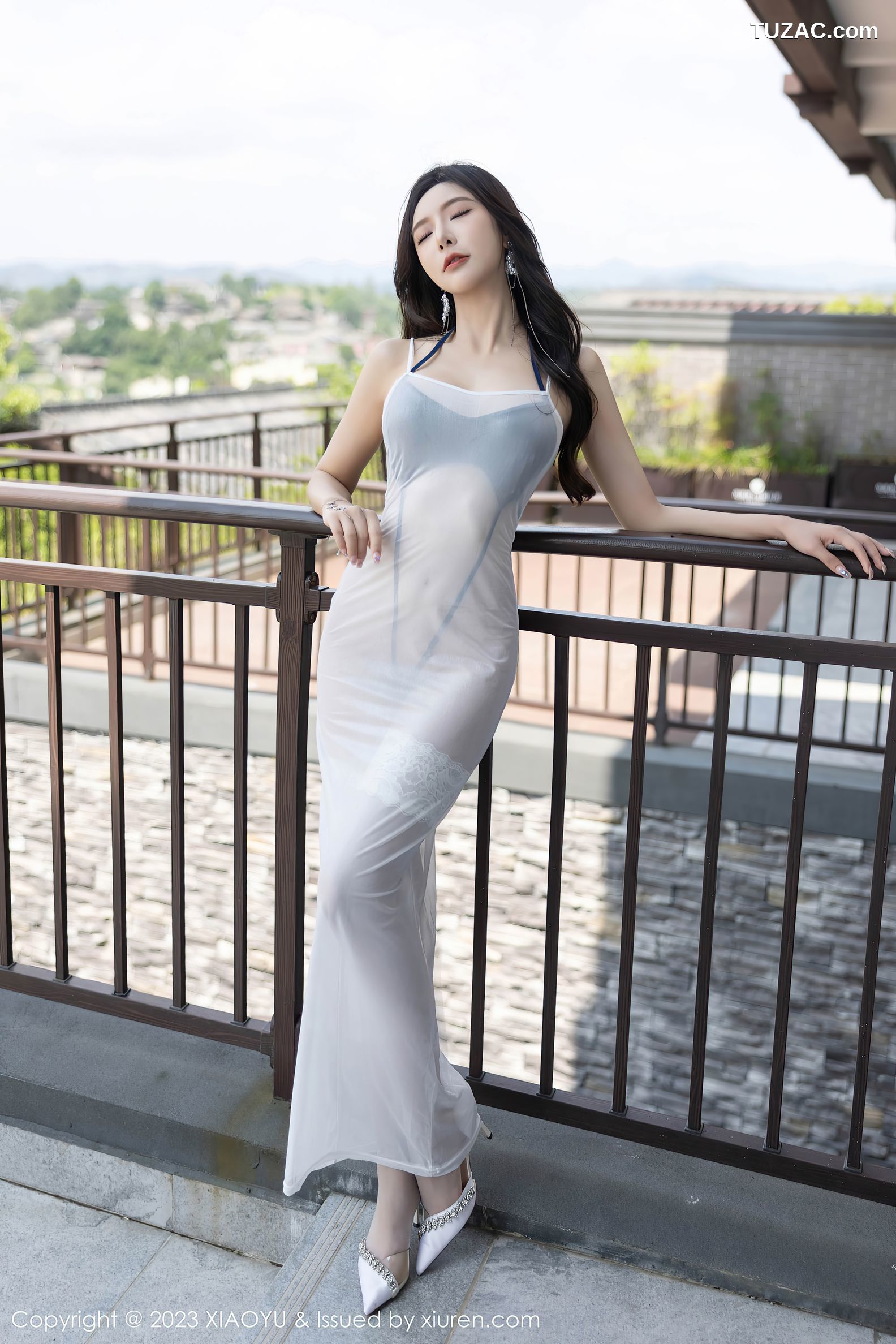 XiaoYu语画界-1052-王馨瑶yanni-贵州旅拍-白色轻透连衣长裙蓝色情趣内衣-2023.06.19