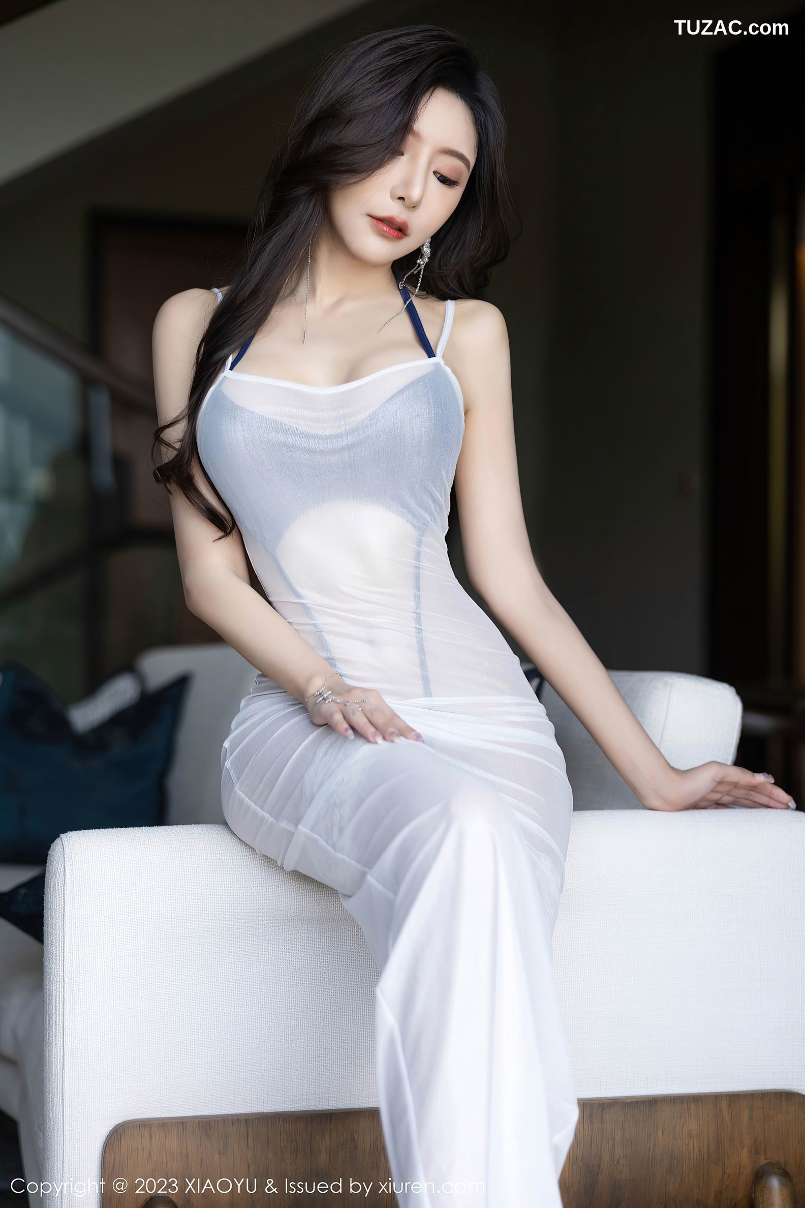XiaoYu语画界-1052-王馨瑶yanni-贵州旅拍-白色轻透连衣长裙蓝色情趣内衣-2023.06.19