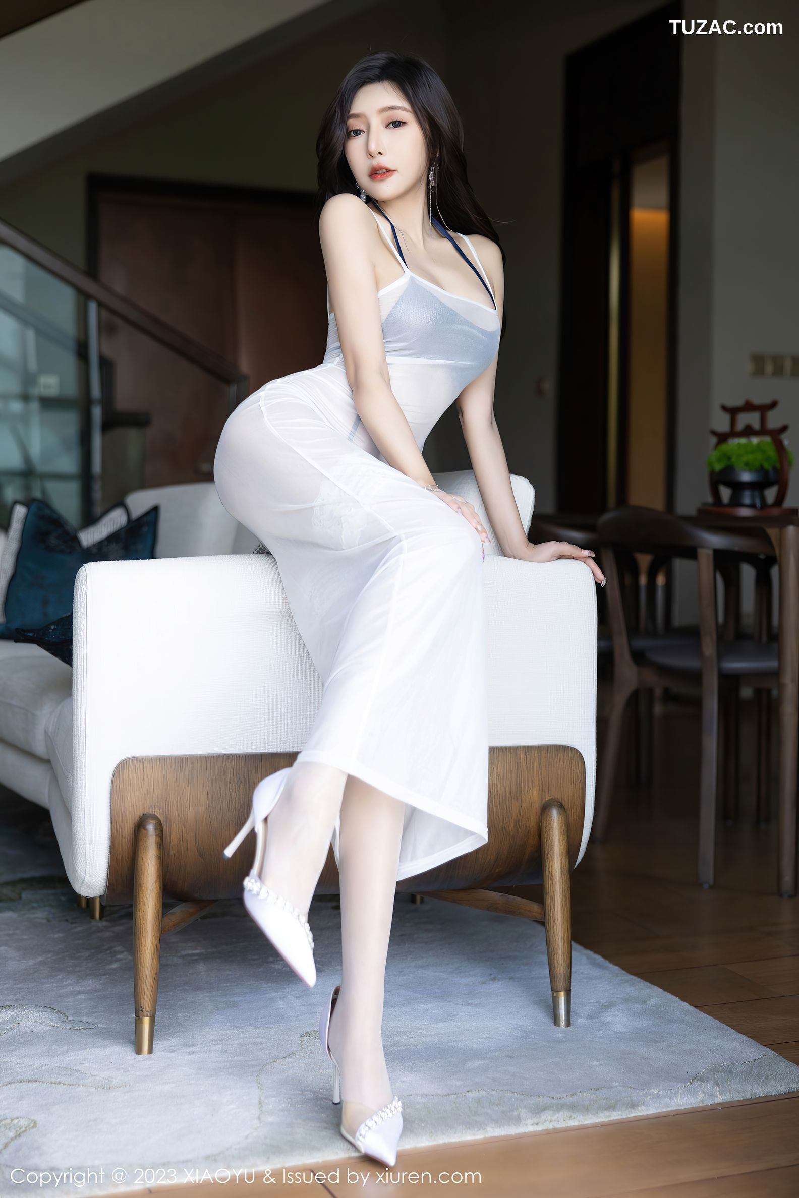 XiaoYu语画界-1052-王馨瑶yanni-贵州旅拍-白色轻透连衣长裙蓝色情趣内衣-2023.06.19