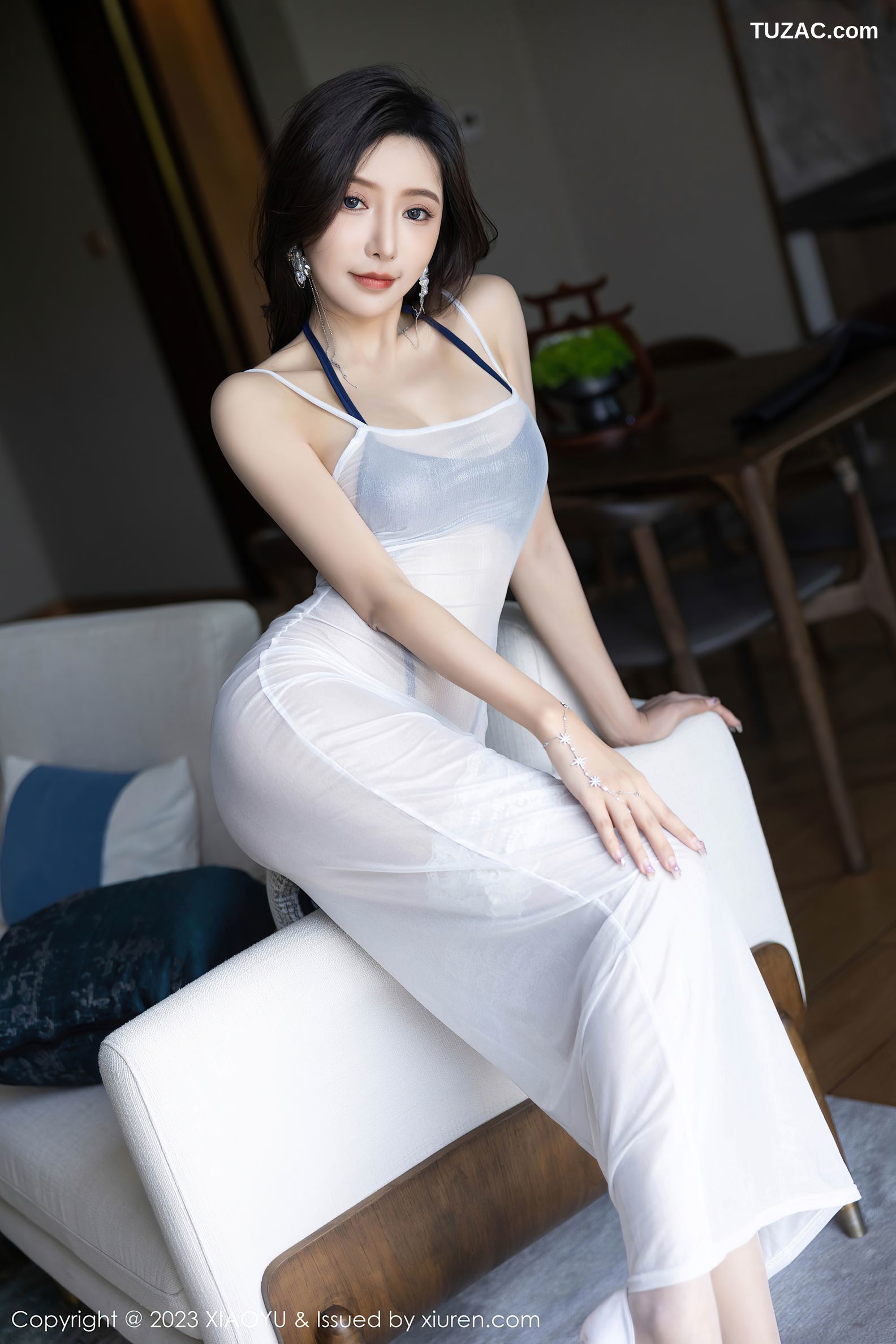 XiaoYu语画界-1052-王馨瑶yanni-贵州旅拍-白色轻透连衣长裙蓝色情趣内衣-2023.06.19