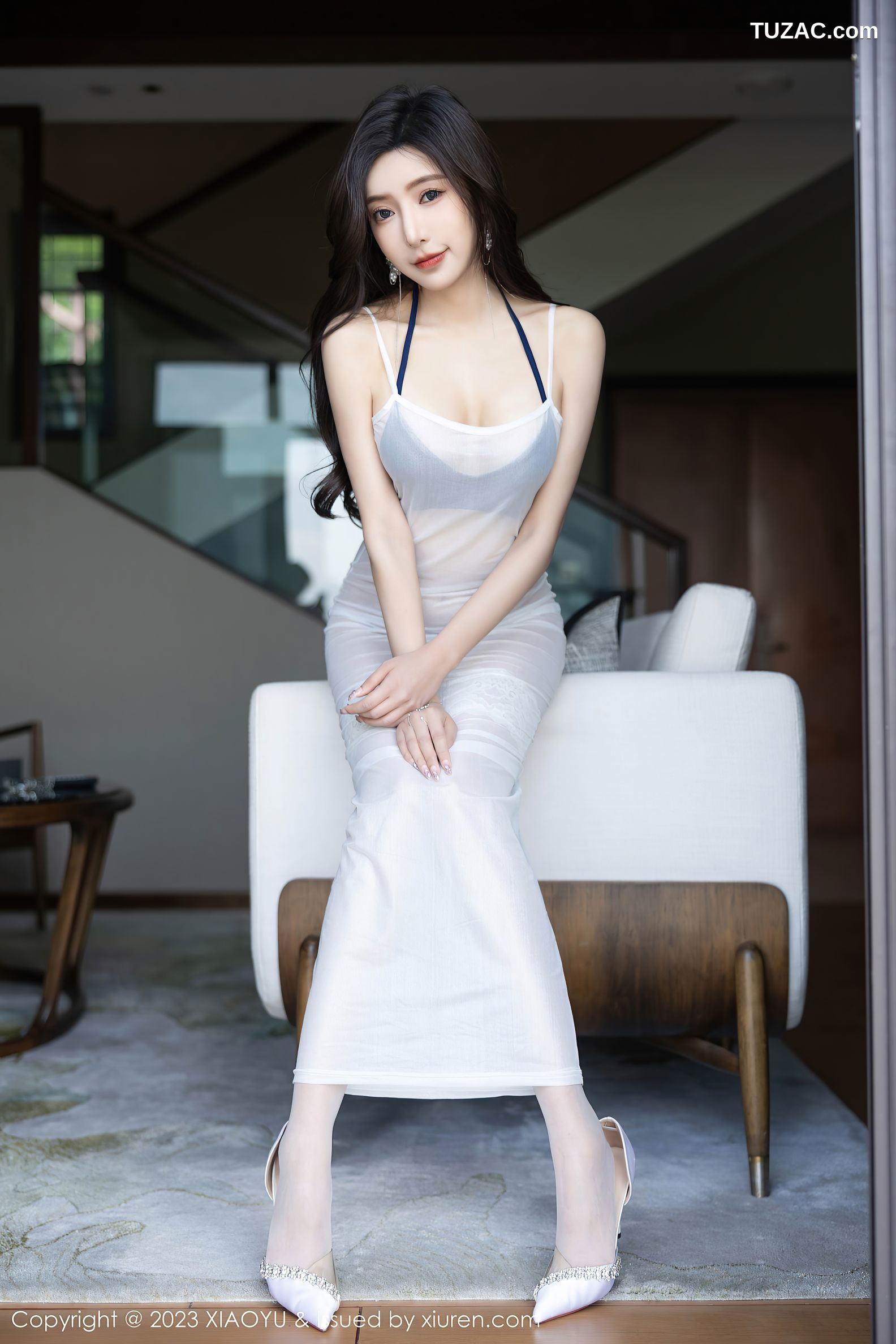 XiaoYu语画界-1052-王馨瑶yanni-贵州旅拍-白色轻透连衣长裙蓝色情趣内衣-2023.06.19