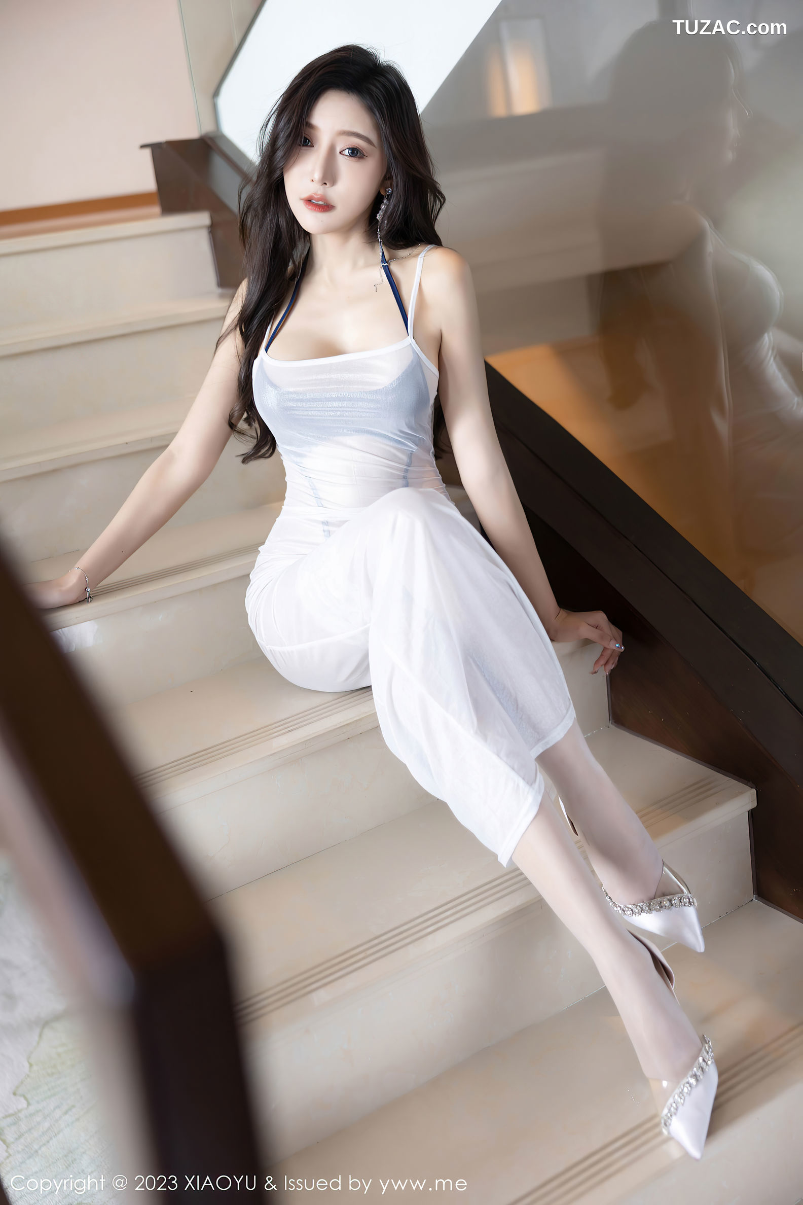 XiaoYu语画界-1052-王馨瑶yanni-贵州旅拍-白色轻透连衣长裙蓝色情趣内衣-2023.06.19