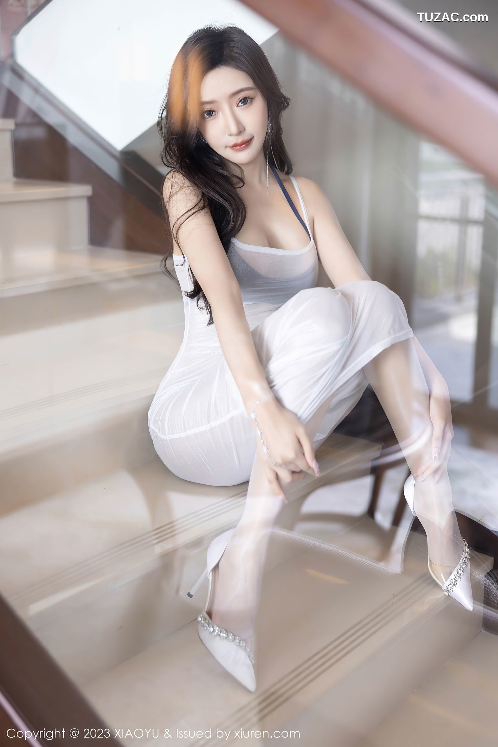 XiaoYu语画界-1052-王馨瑶yanni-贵州旅拍-白色轻透连衣长裙蓝色情趣内衣-2023.06.19