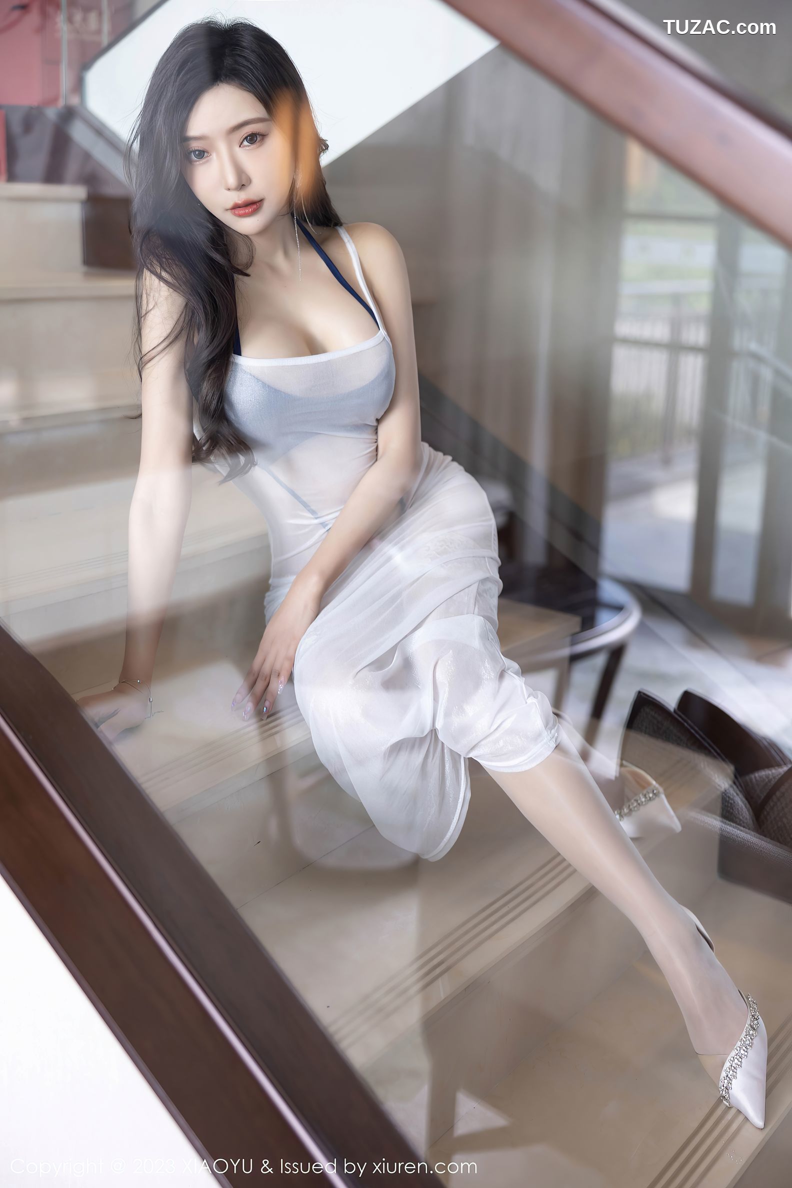 XiaoYu语画界-1052-王馨瑶yanni-贵州旅拍-白色轻透连衣长裙蓝色情趣内衣-2023.06.19